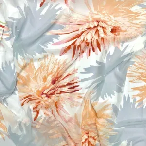 Large Orange Flowers Chiffon Fabric
