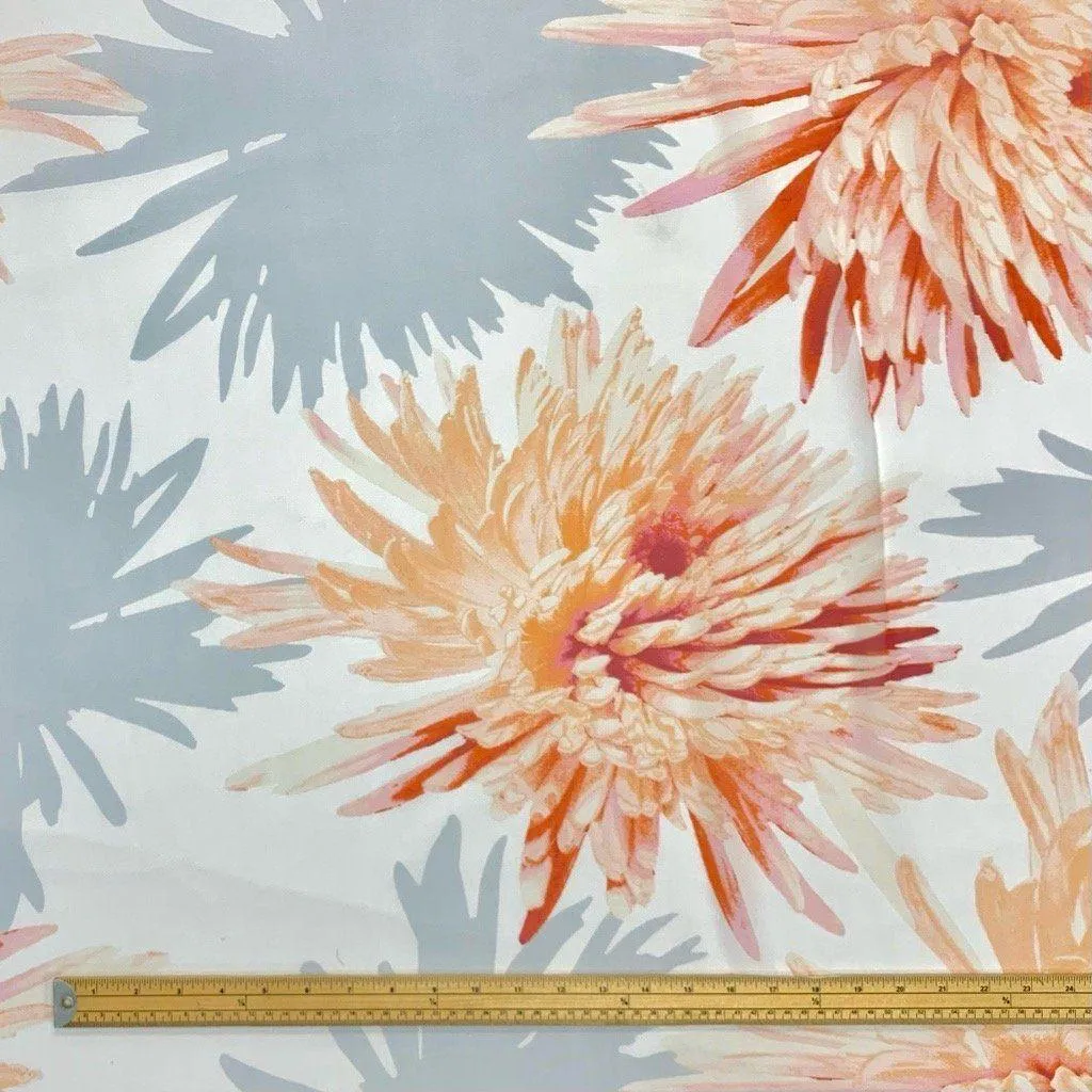 Large Orange Flowers Chiffon Fabric