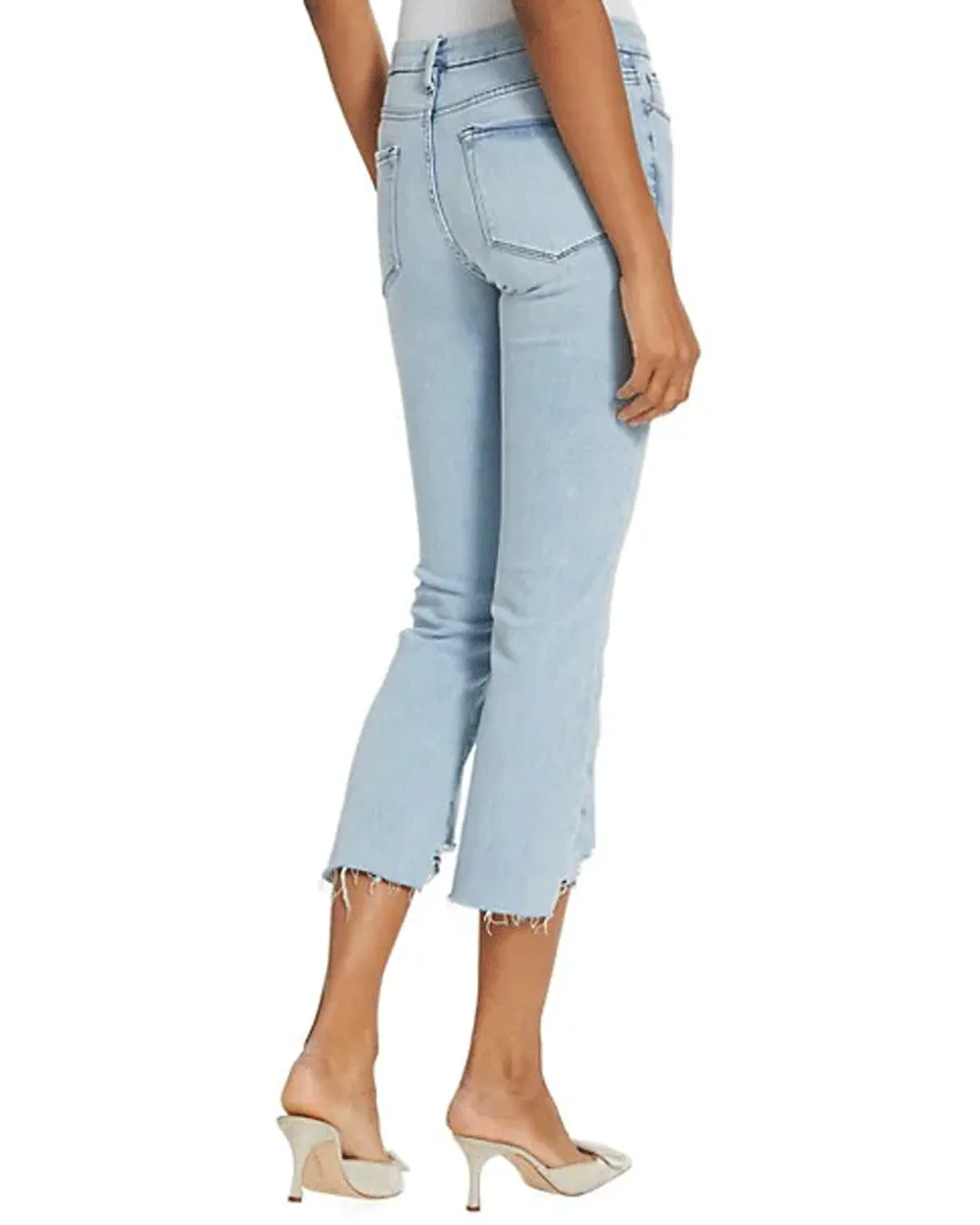 Le Crop Raw Stagger Mini Bootcut Jean in Yorba Chew