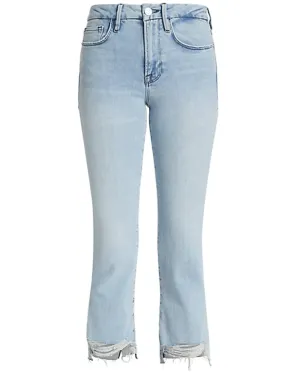 Le Crop Raw Stagger Mini Bootcut Jean in Yorba Chew