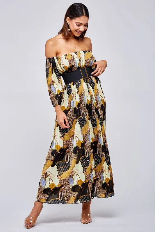 LeAnna Leopard Mix Print Maxi Dress
