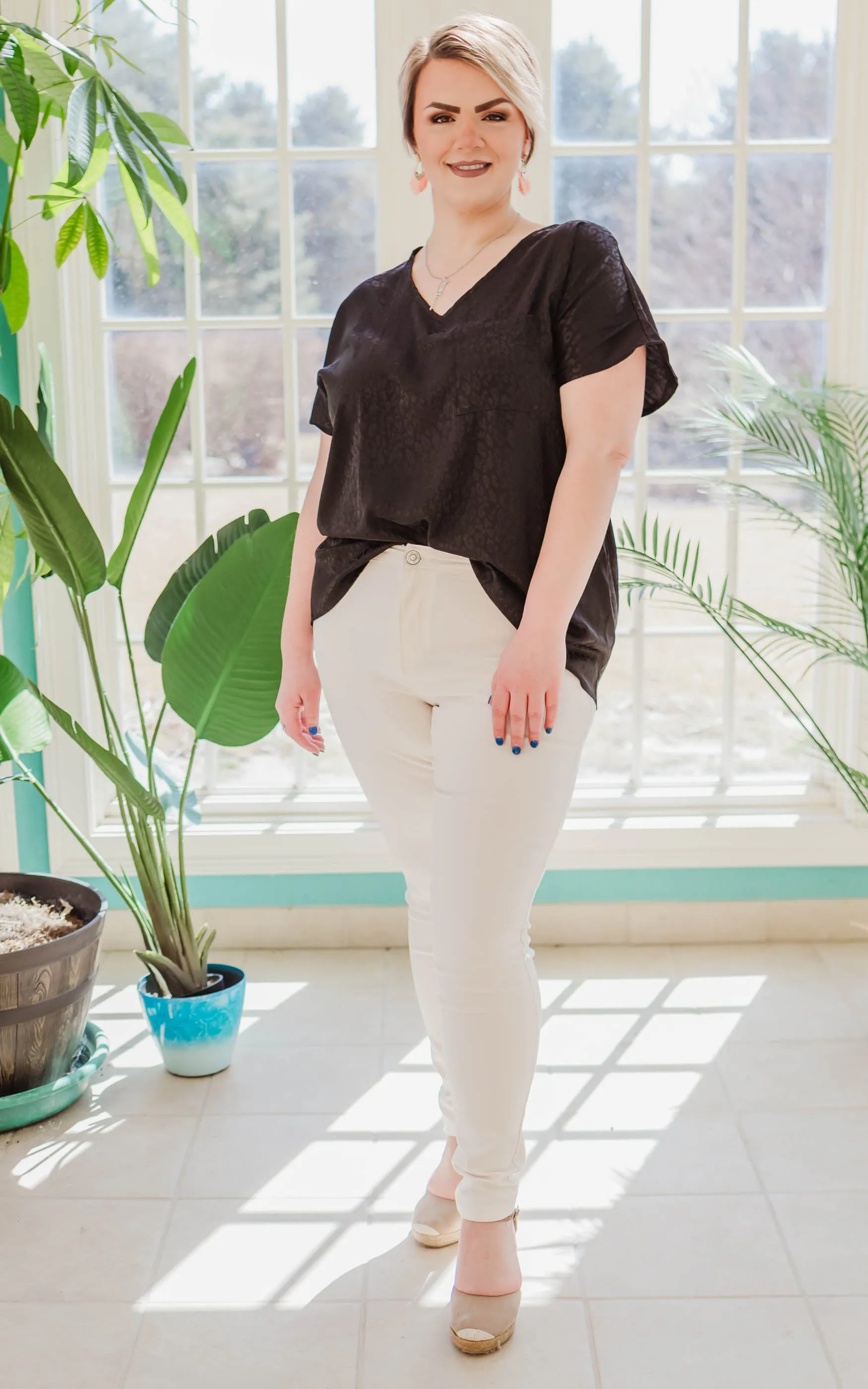 Leopard Jacquard Blouse - Final Sale