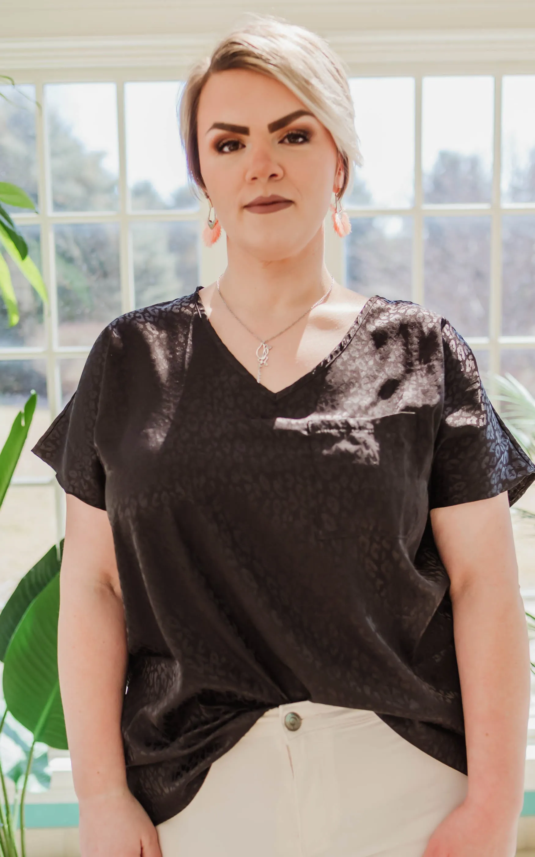 Leopard Jacquard Blouse - Final Sale