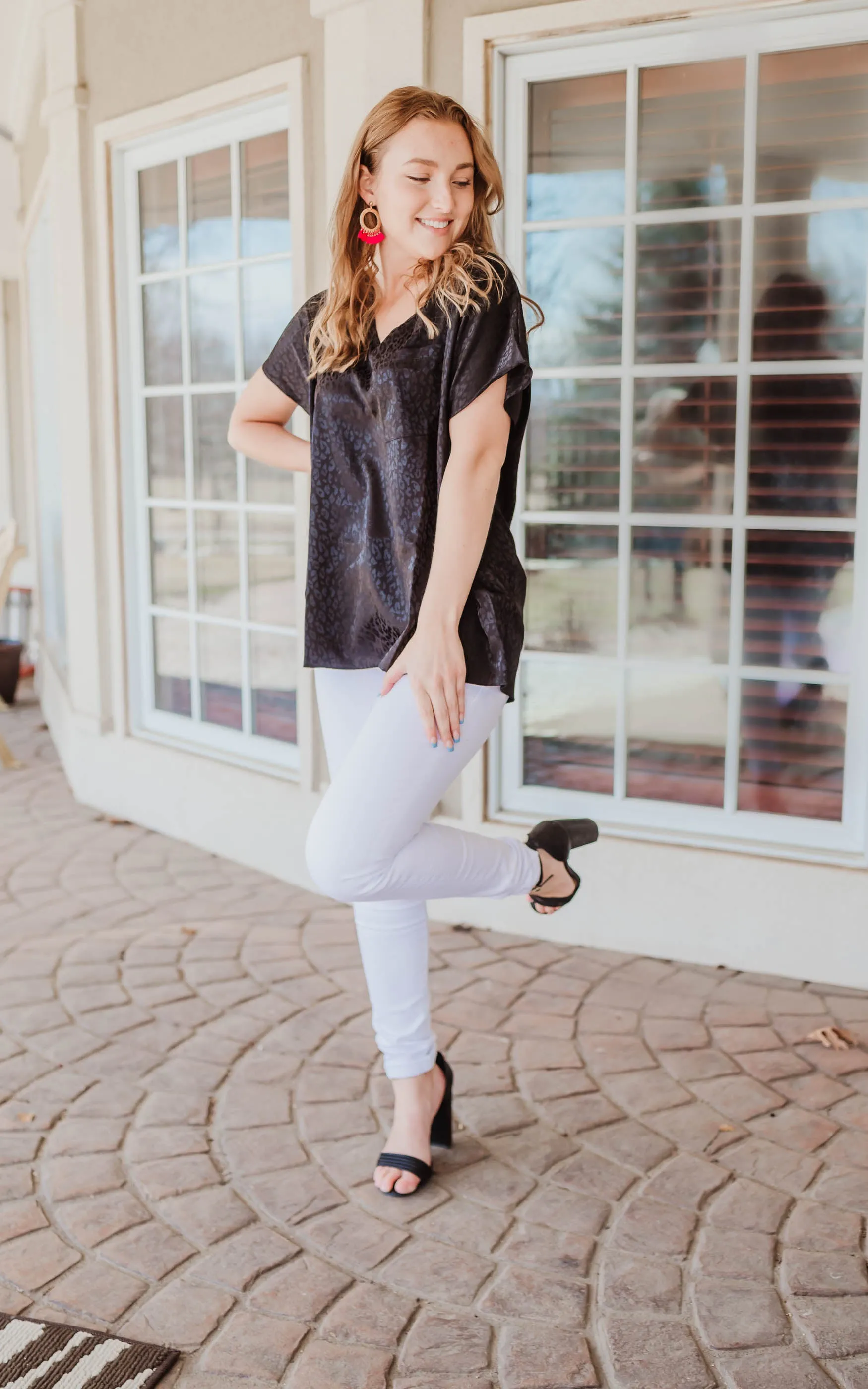 Leopard Jacquard Blouse - Final Sale