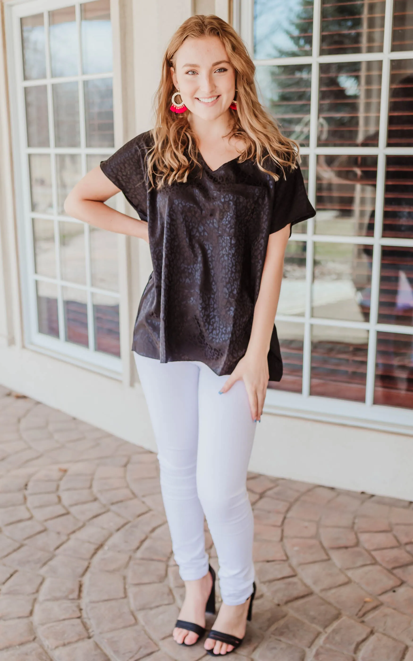 Leopard Jacquard Blouse - Final Sale