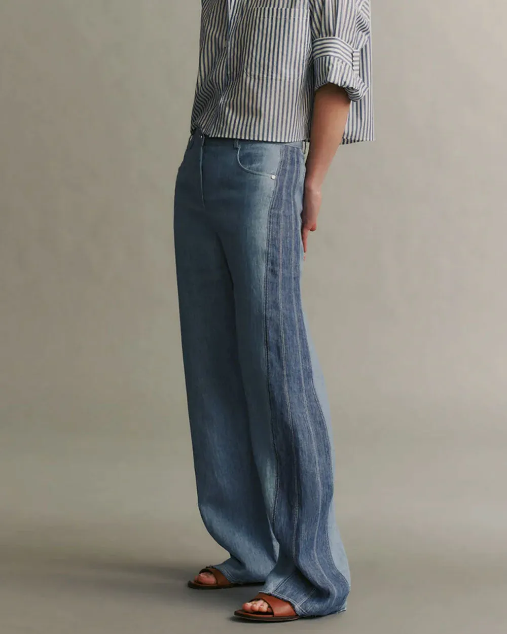Light/Medium Indigo Puddle Pant