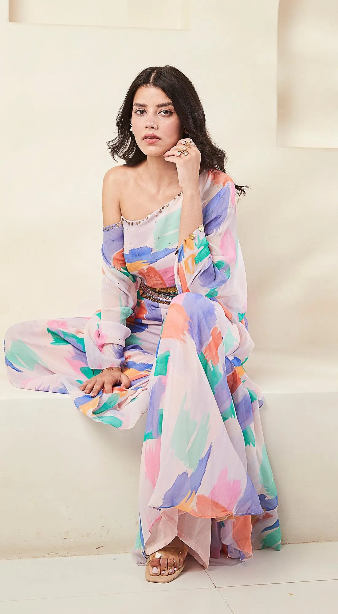 Lilac Printed Contemporary Clothing Set