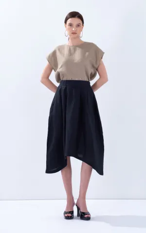 Linen Arc Hem Skirt