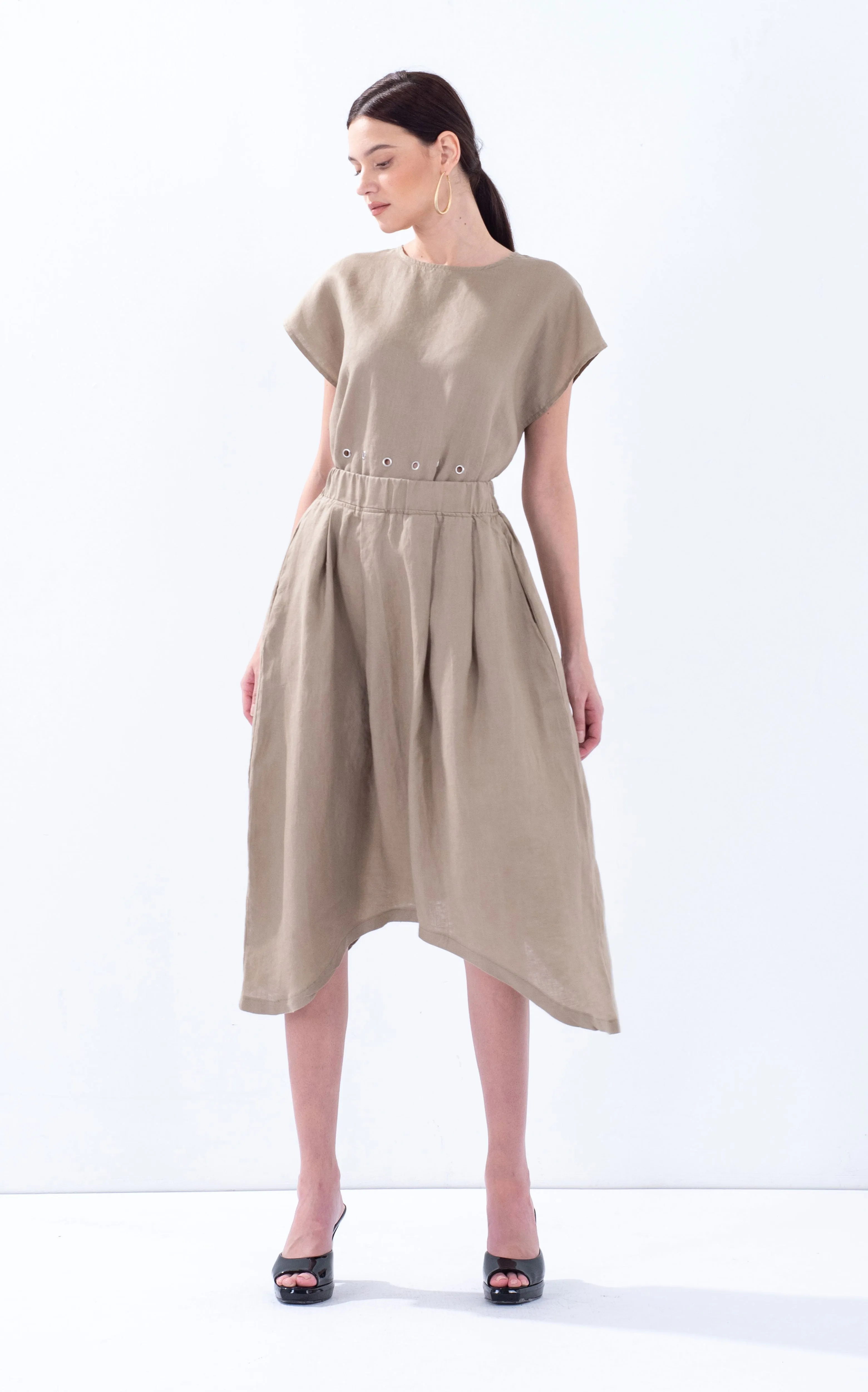 Linen Arc Hem Skirt