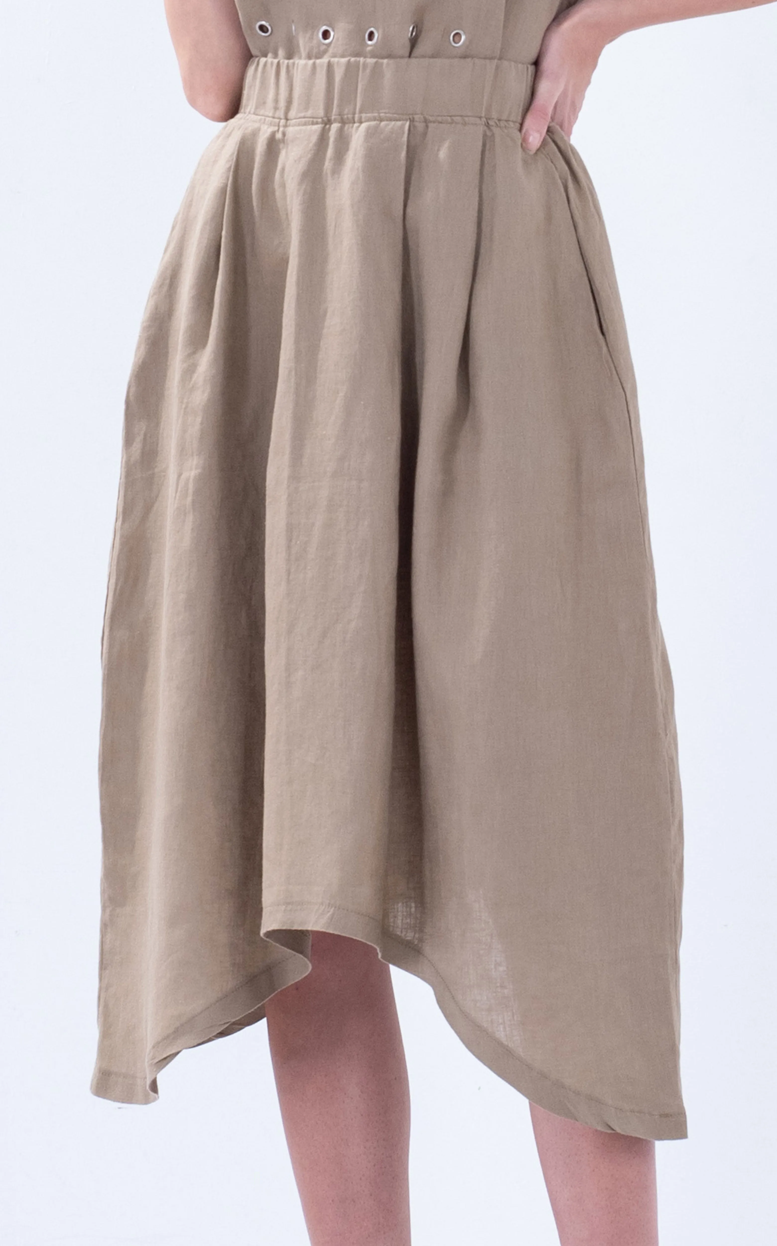 Linen Arc Hem Skirt
