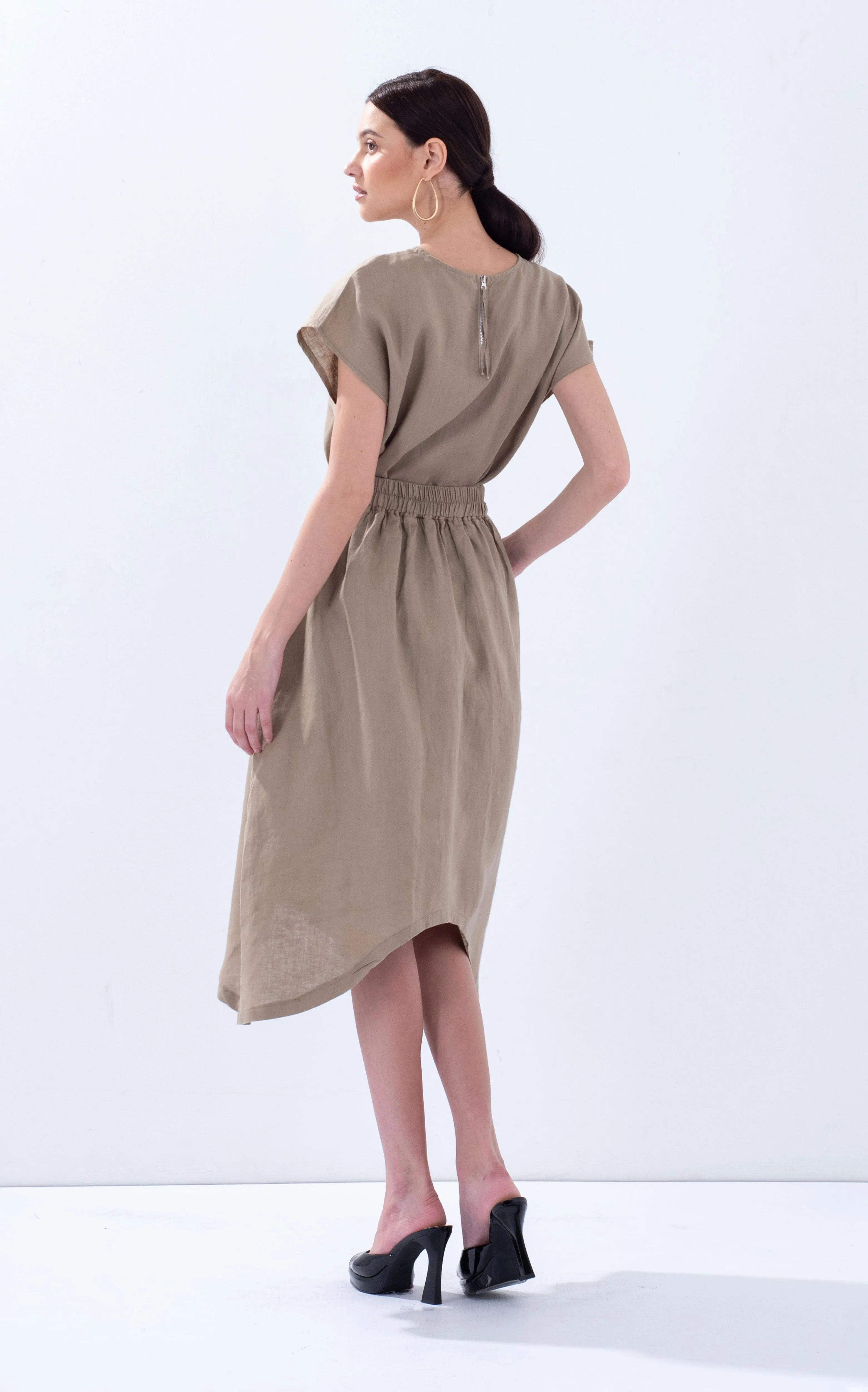 Linen Arc Hem Skirt