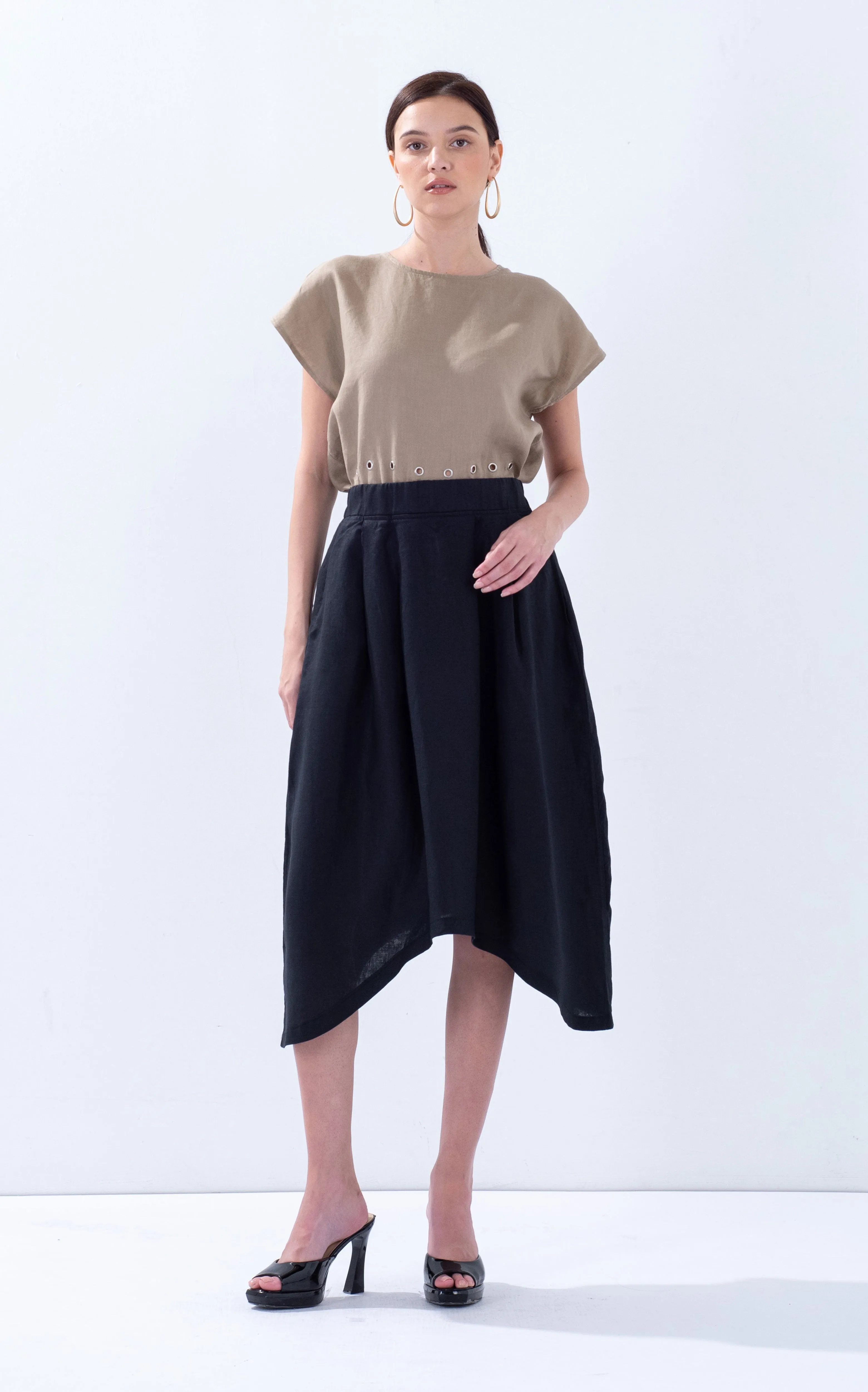 Linen Arc Hem Skirt
