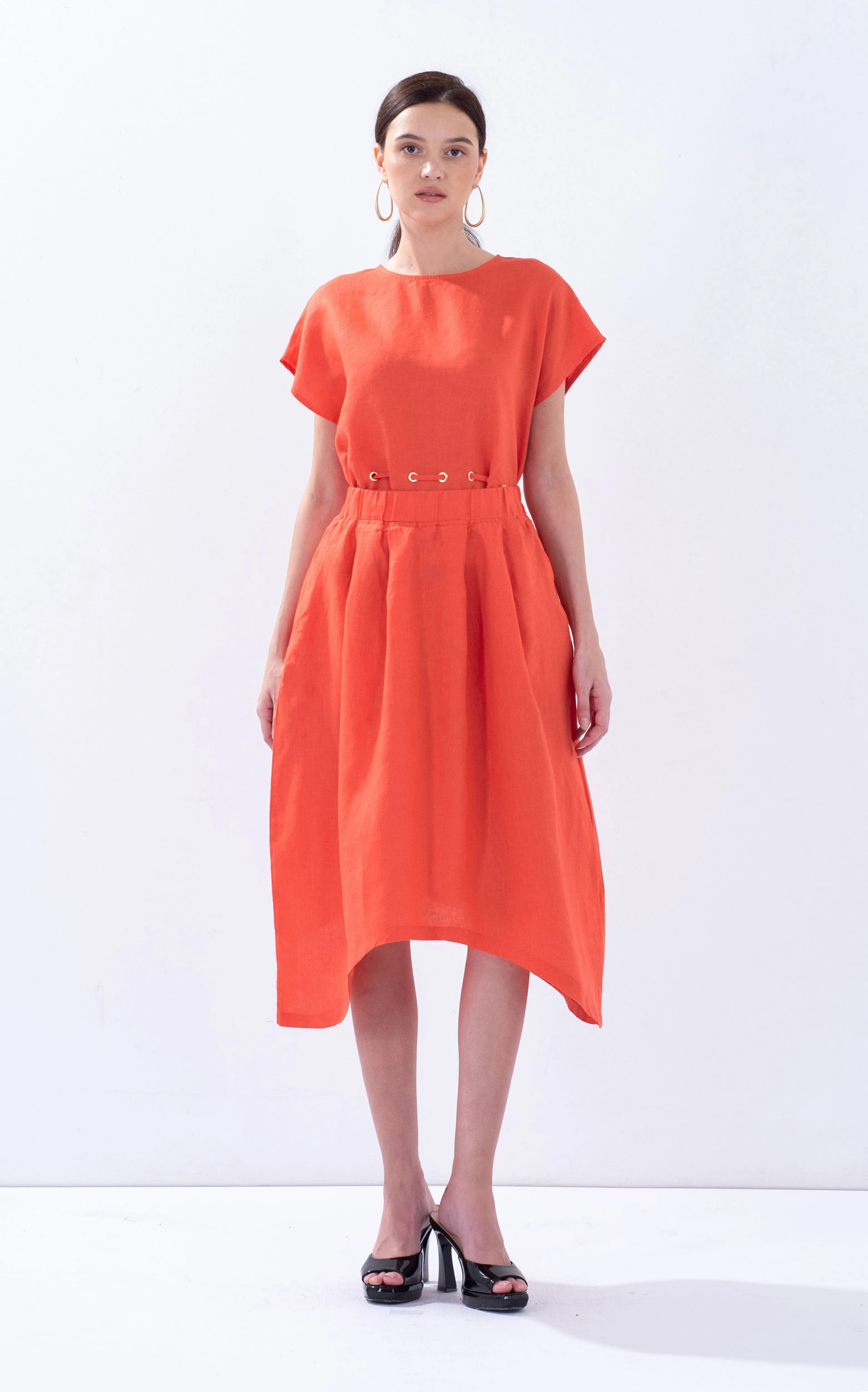 Linen Arc Hem Skirt