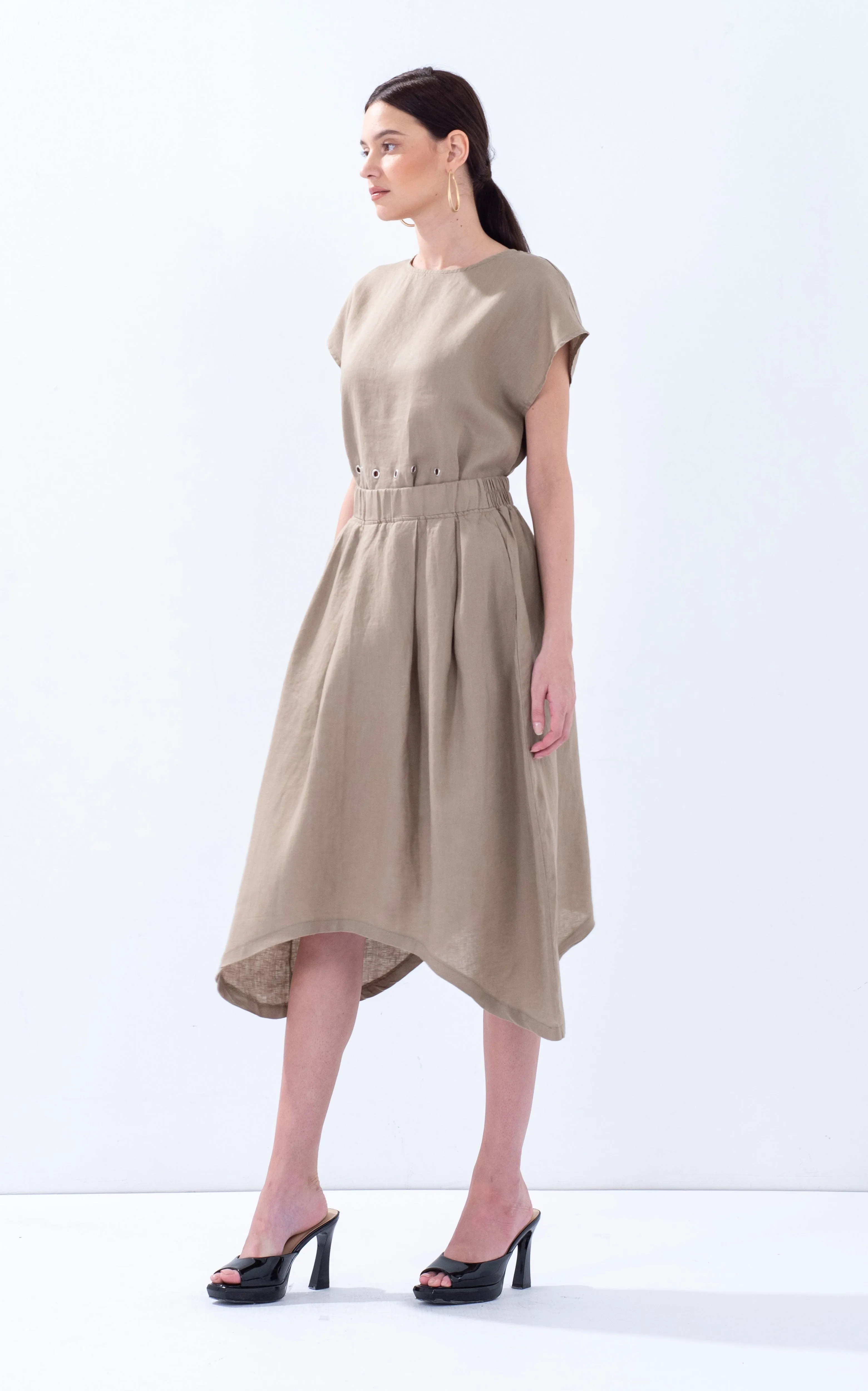 Linen Arc Hem Skirt