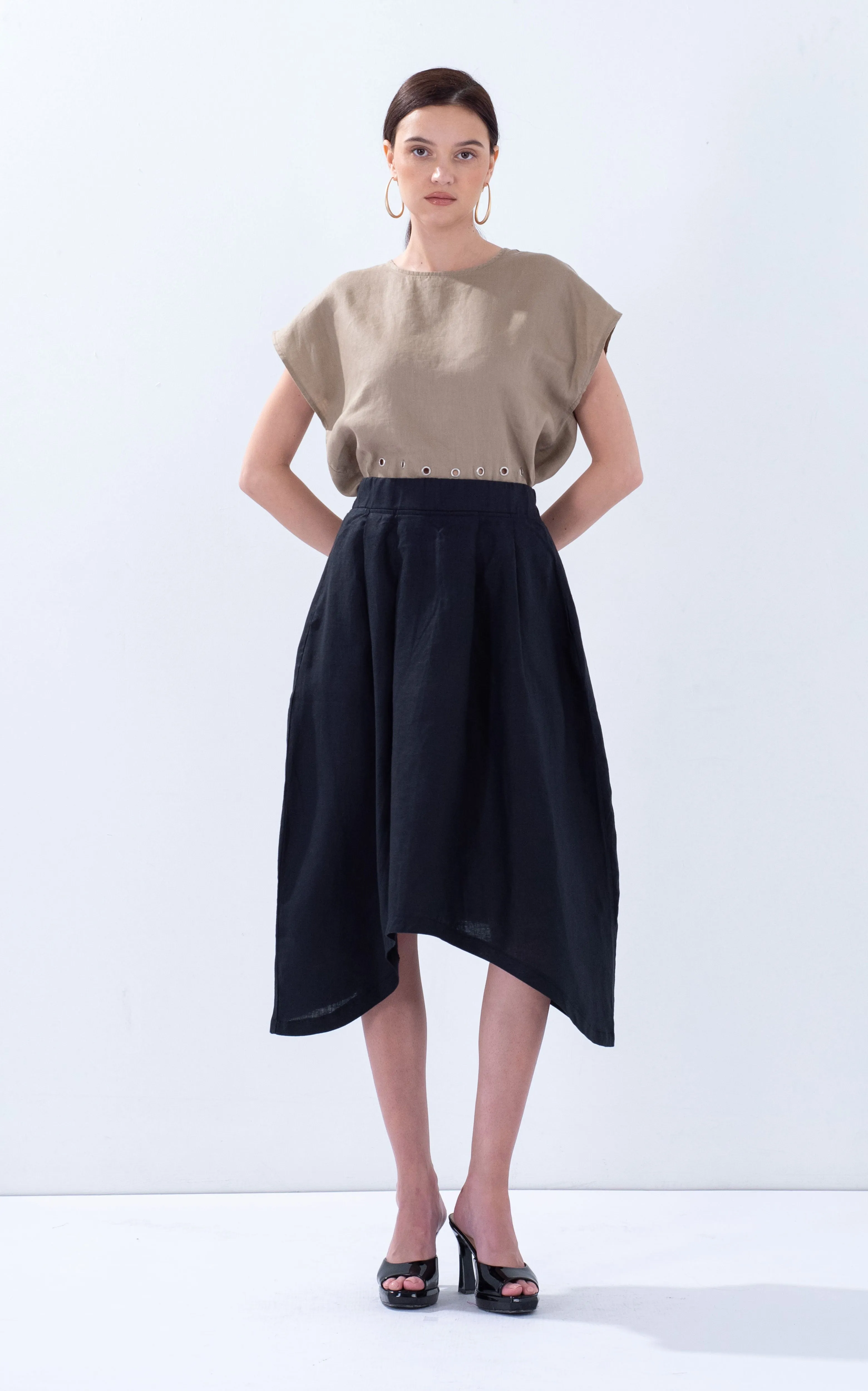 Linen Arc Hem Skirt