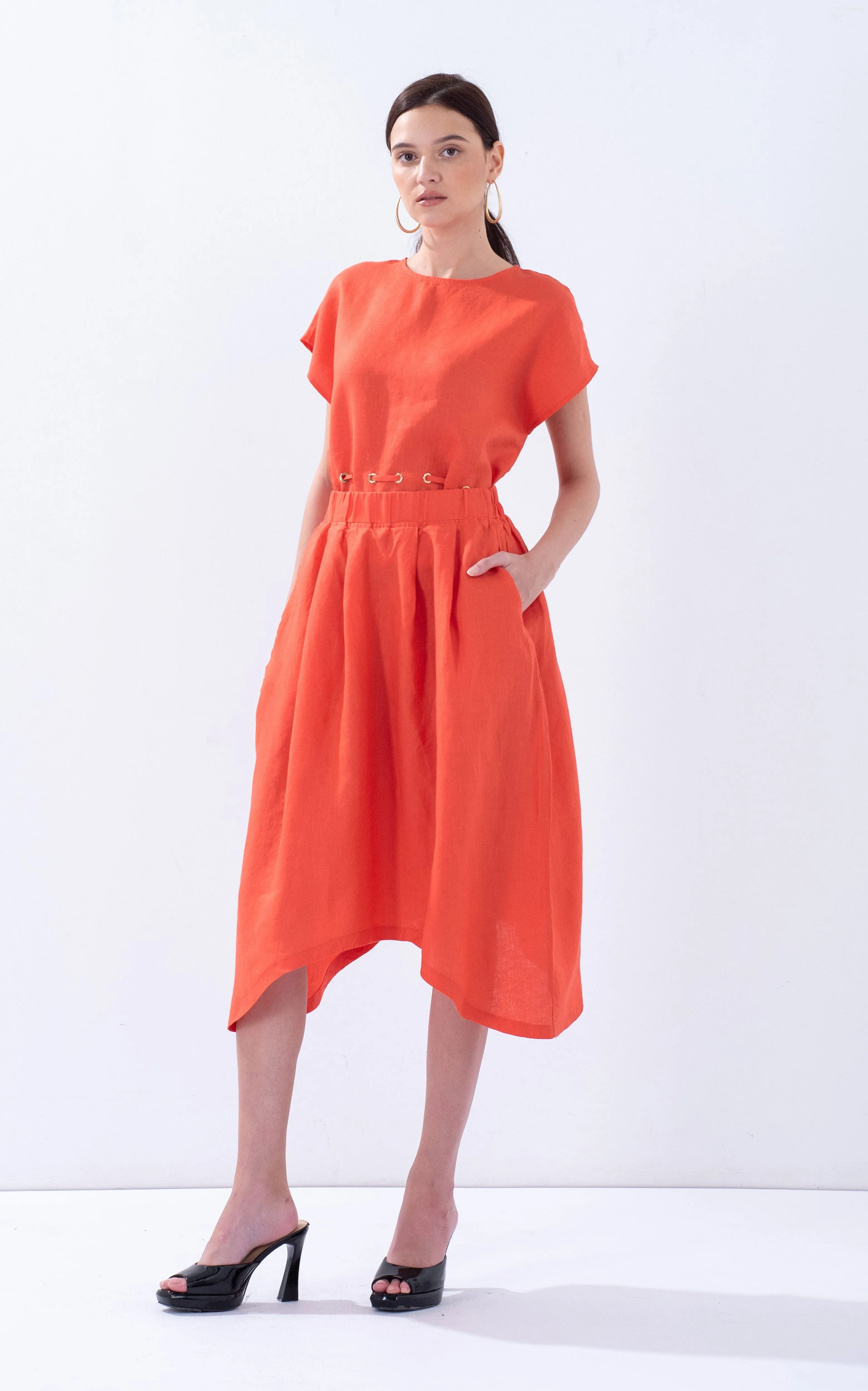 Linen Arc Hem Skirt