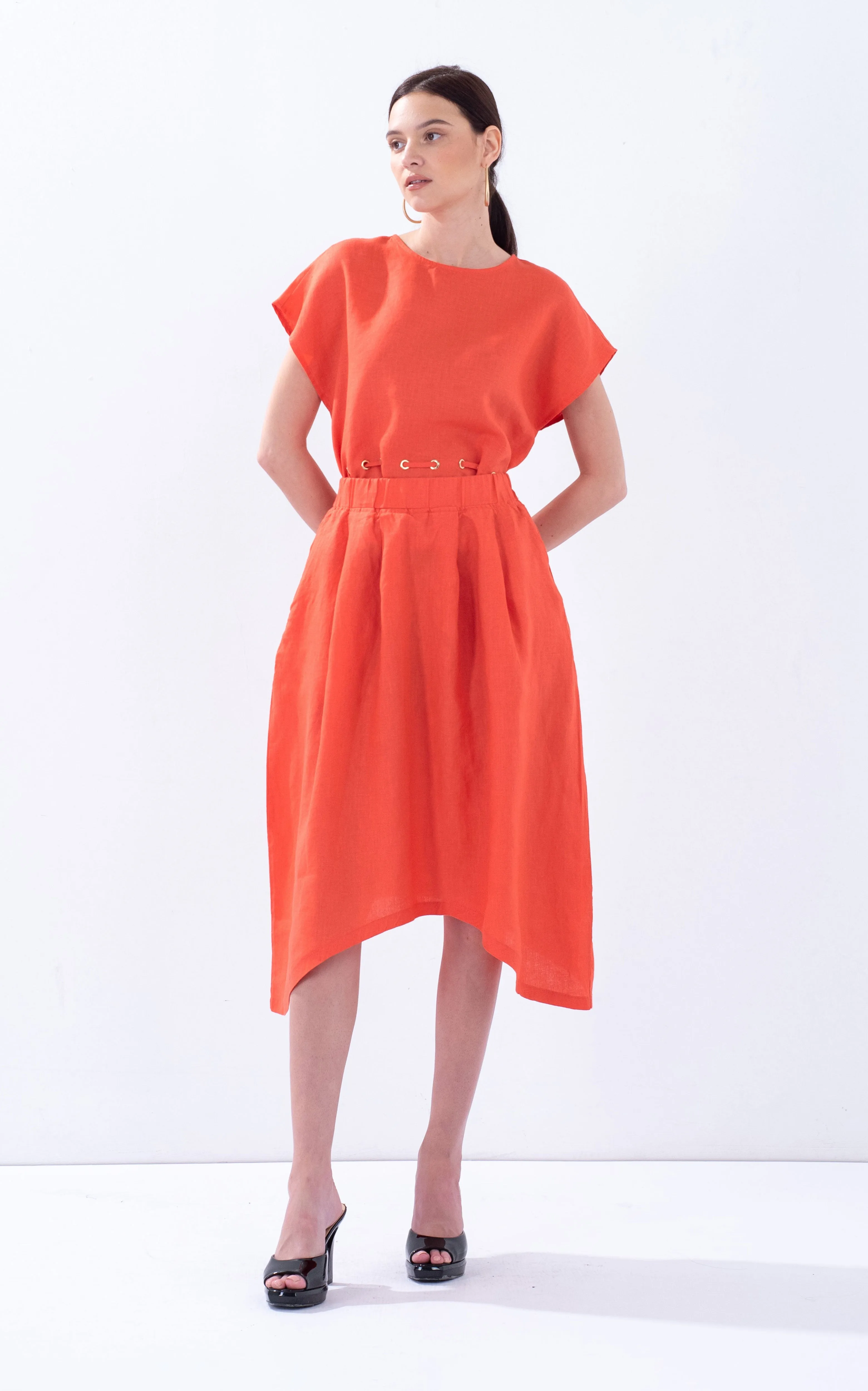 Linen Arc Hem Skirt