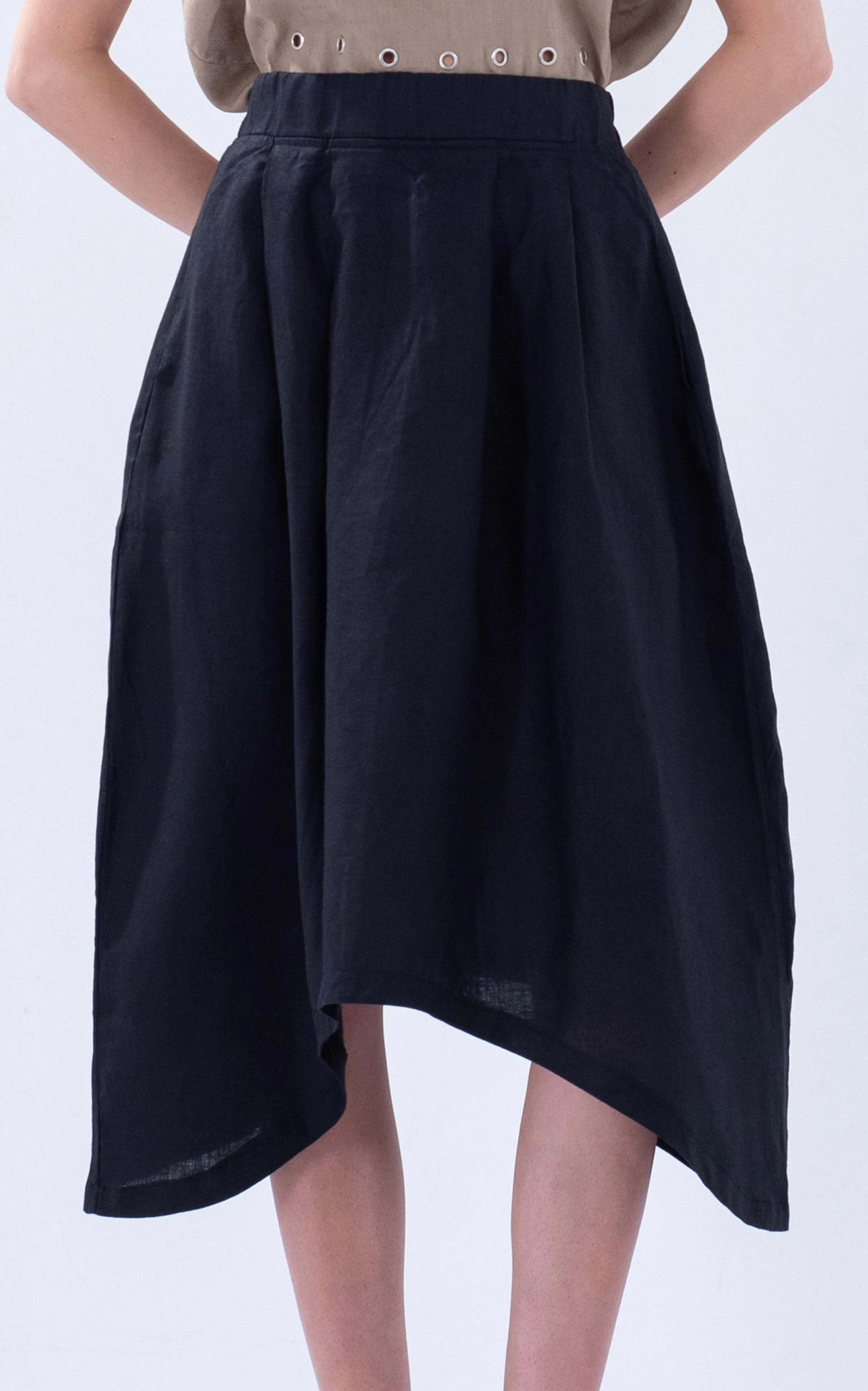 Linen Arc Hem Skirt