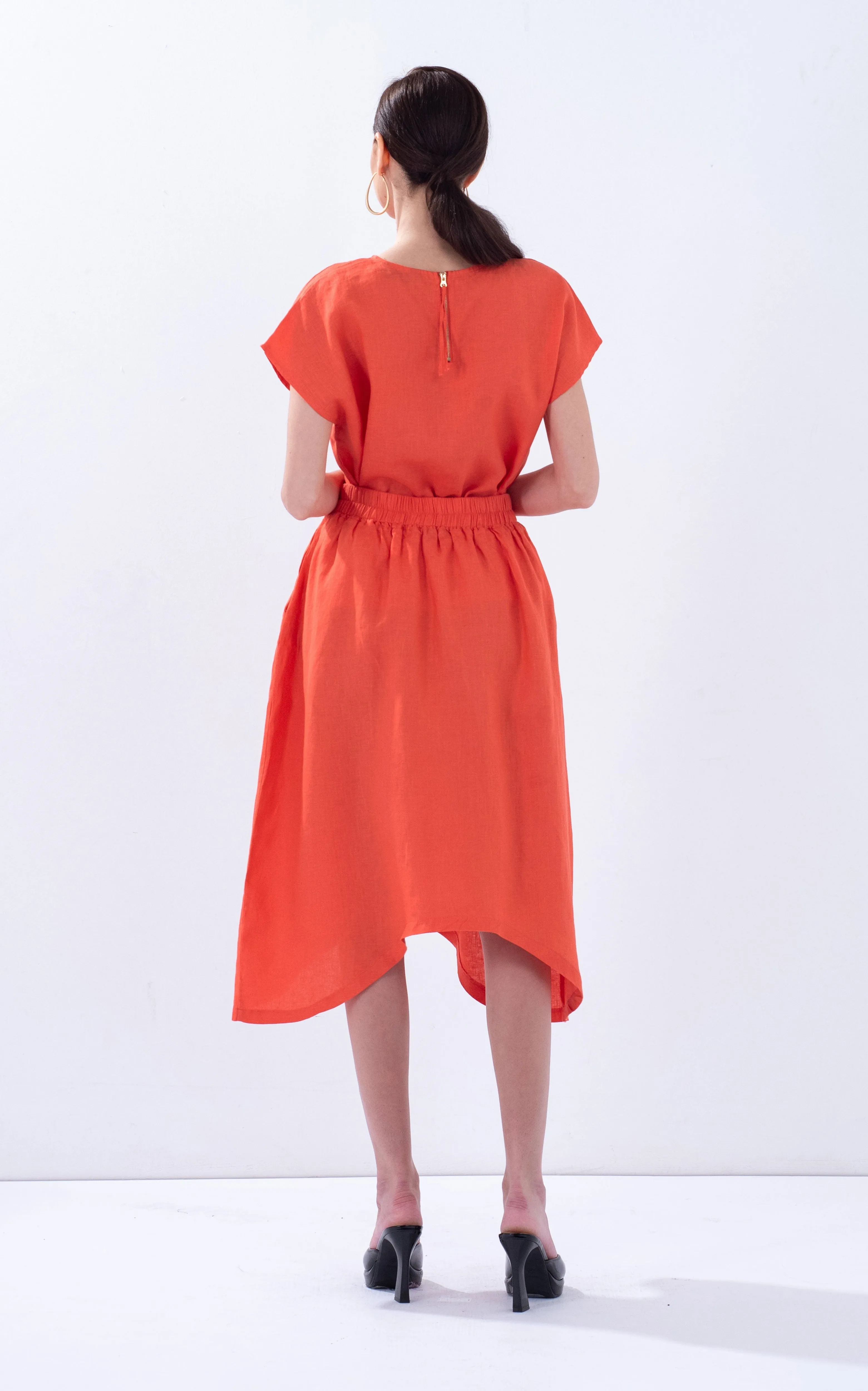 Linen Arc Hem Skirt