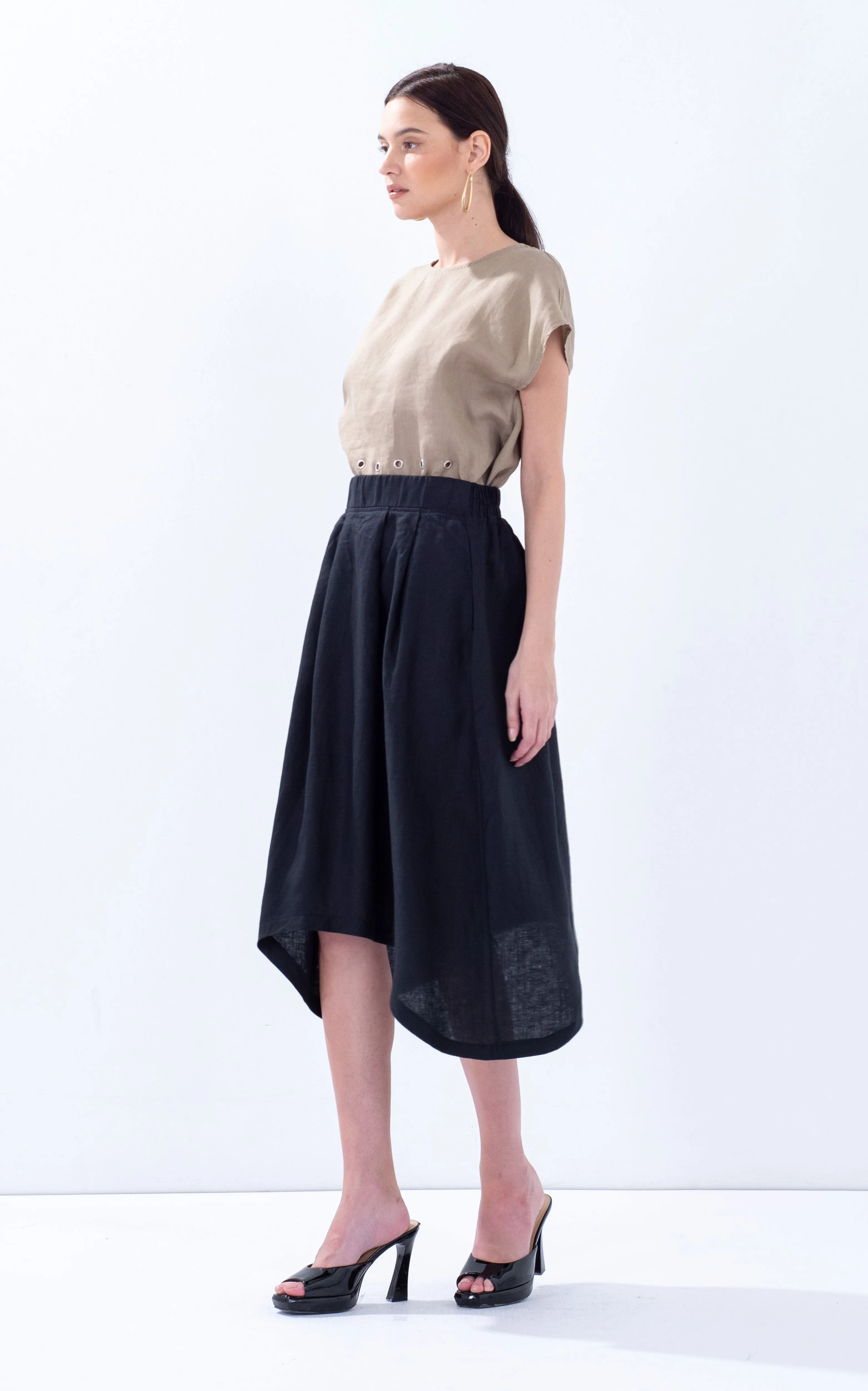 Linen Arc Hem Skirt