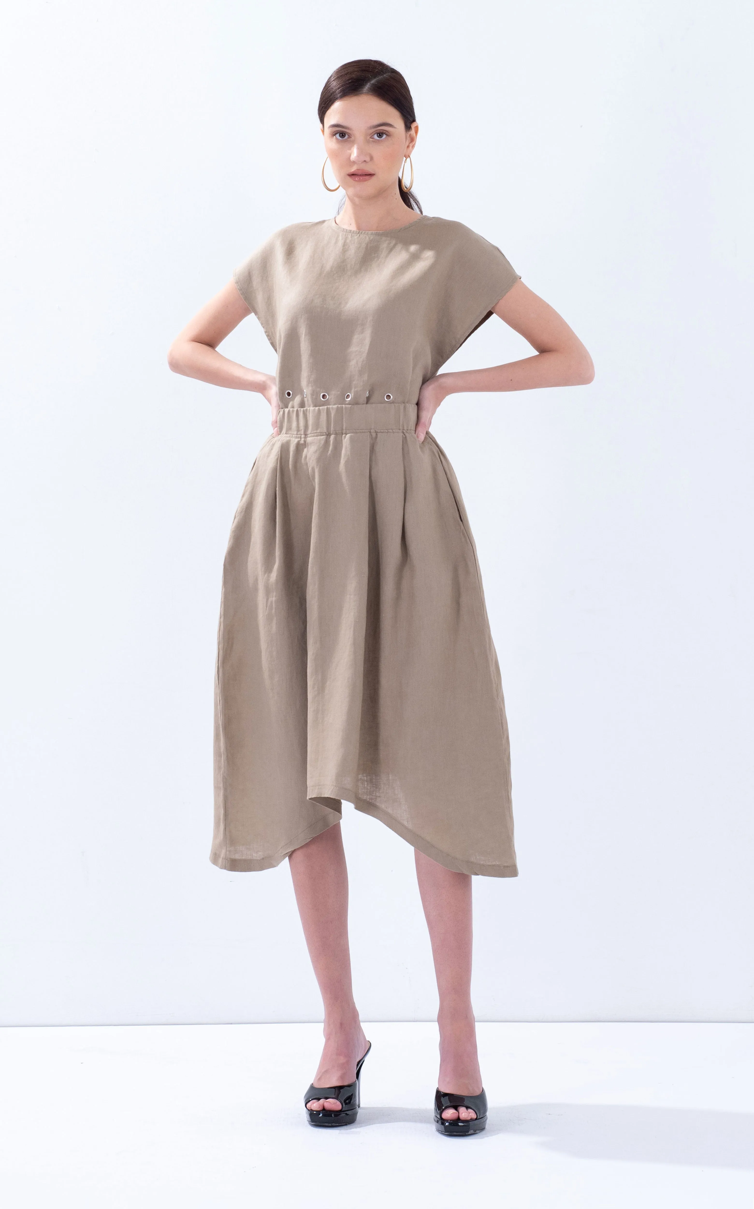 Linen Arc Hem Skirt