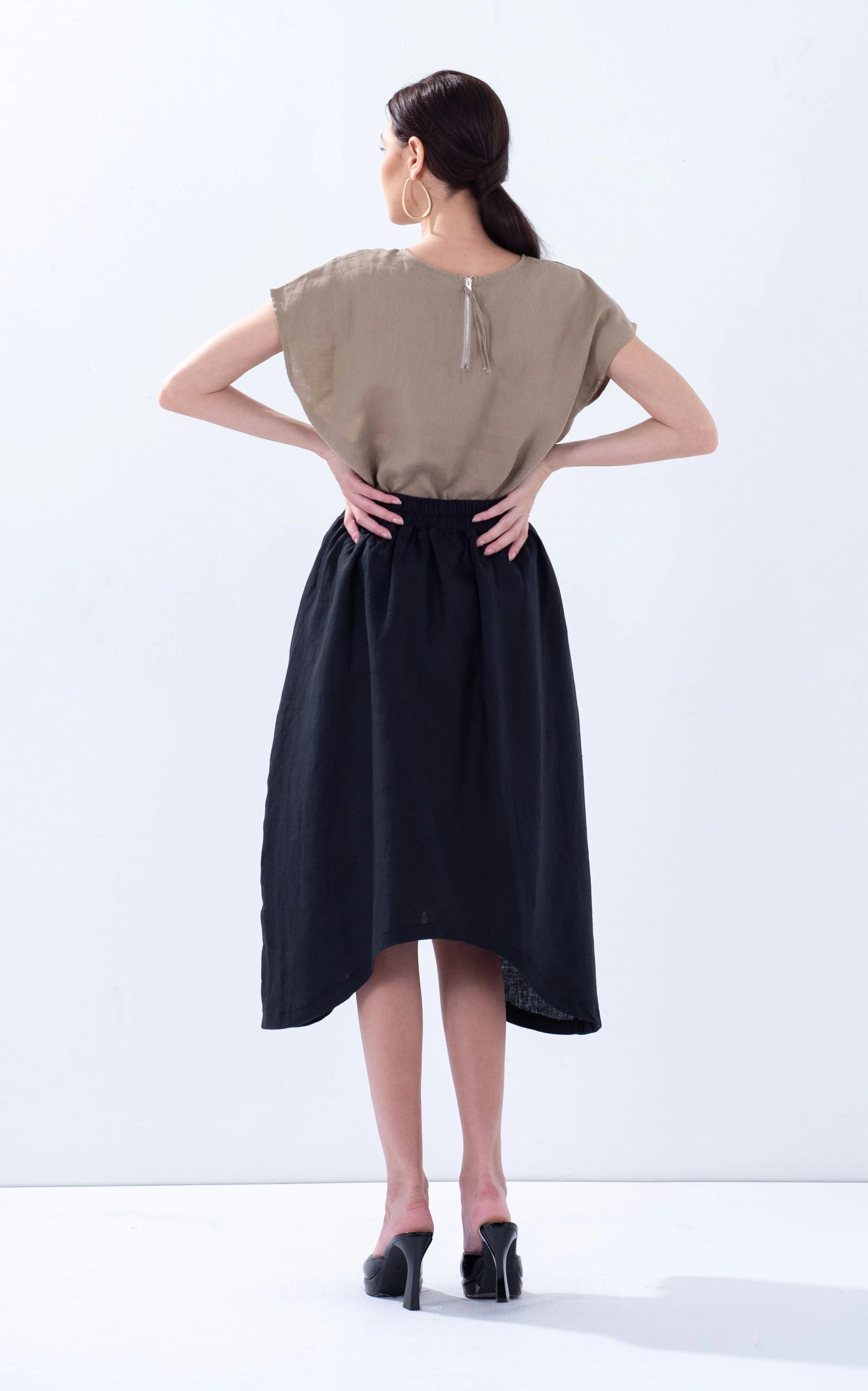 Linen Arc Hem Skirt