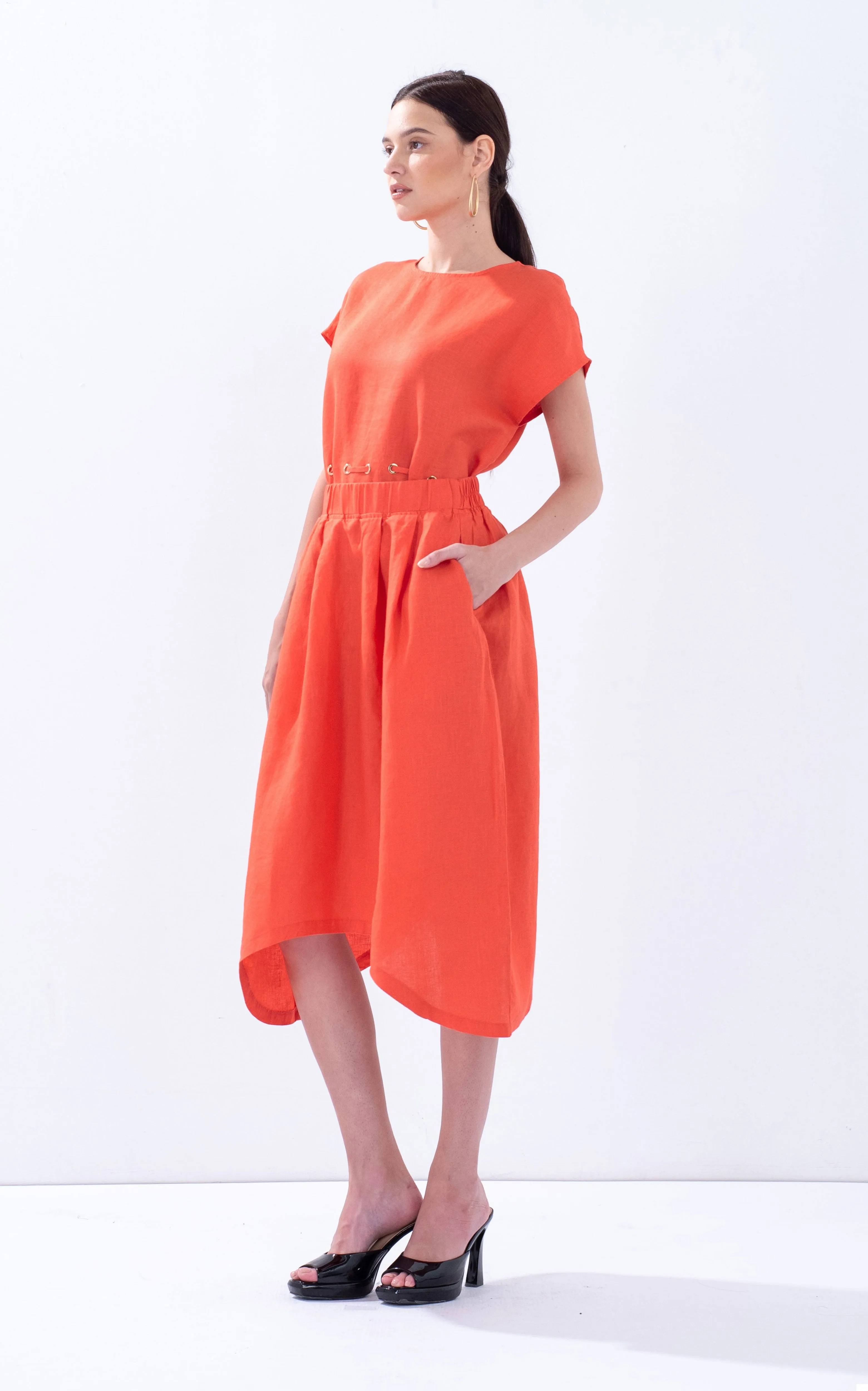 Linen Arc Hem Skirt