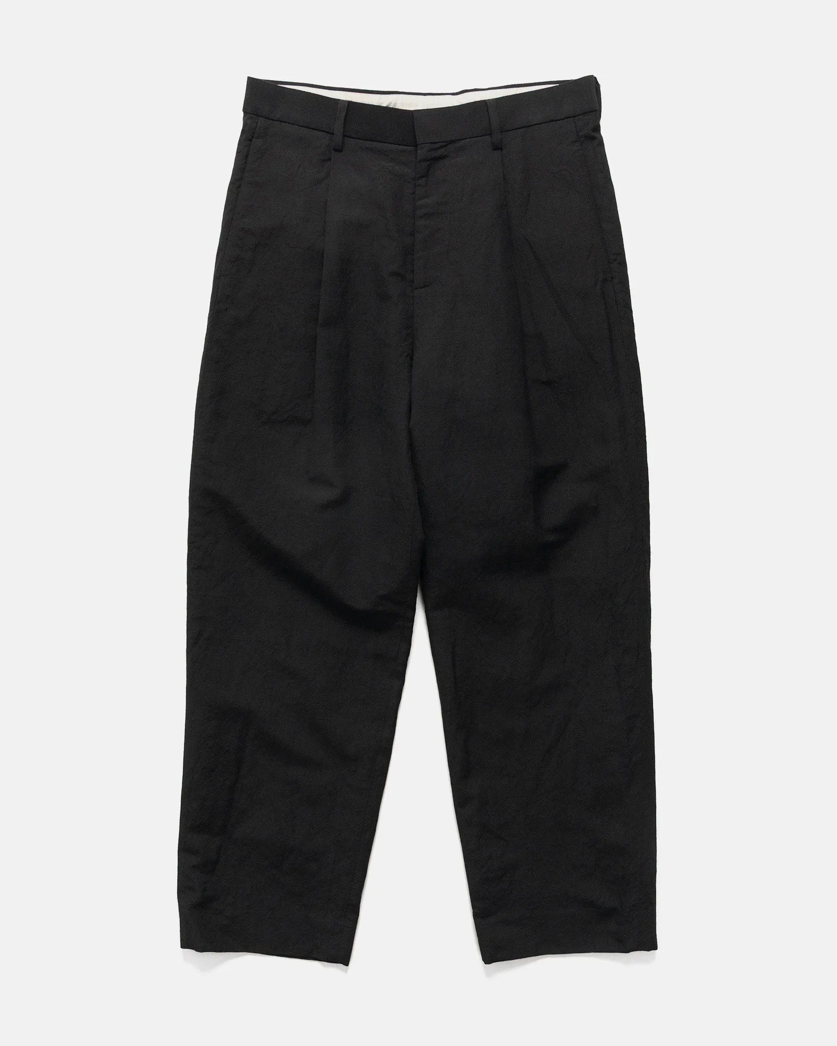 Linen Wool 1Tuck Slacks Black