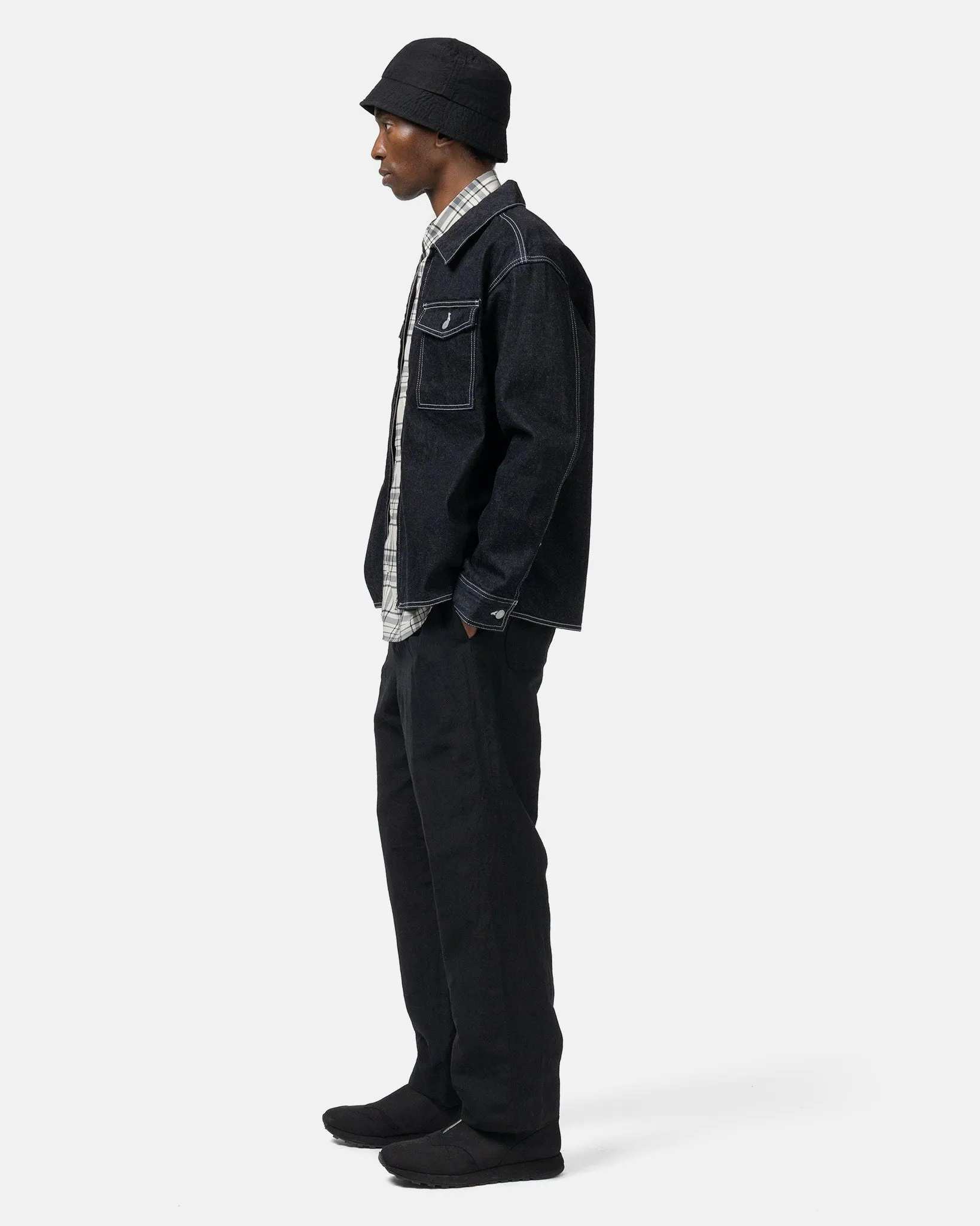 Linen Wool 1Tuck Slacks Black