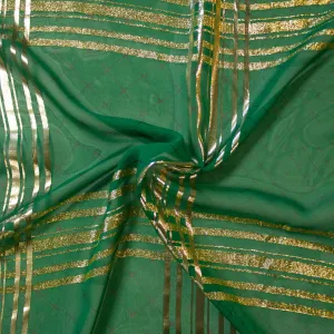 Lloris Green / Gold Check Silk Chiffon