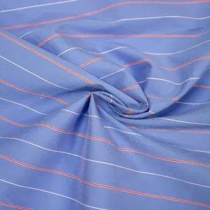 Loes Blue Fine Striped Cotton Silk Blend Stretch