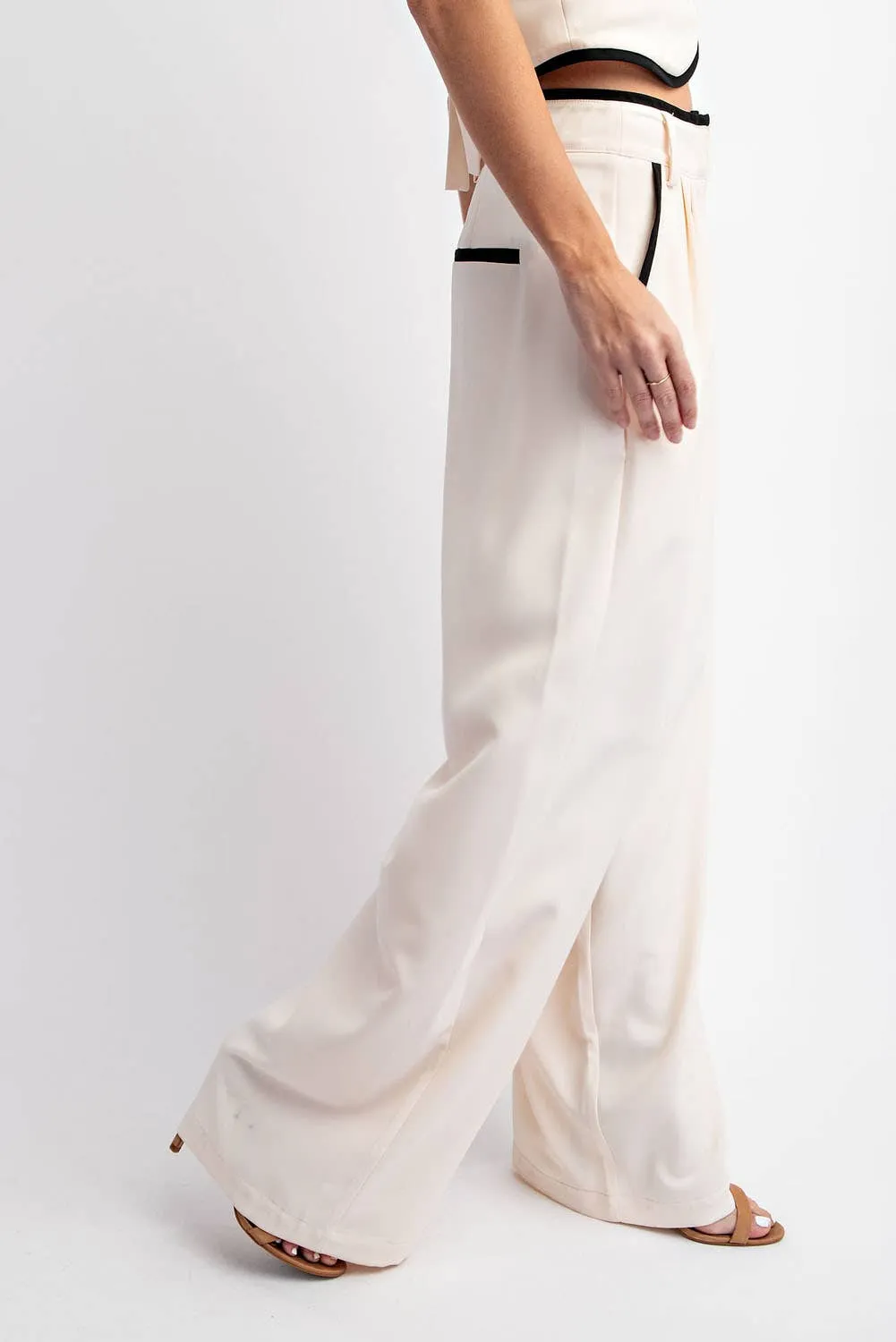 LONG WOVEN PANTS WITH Contrast Edge Detail