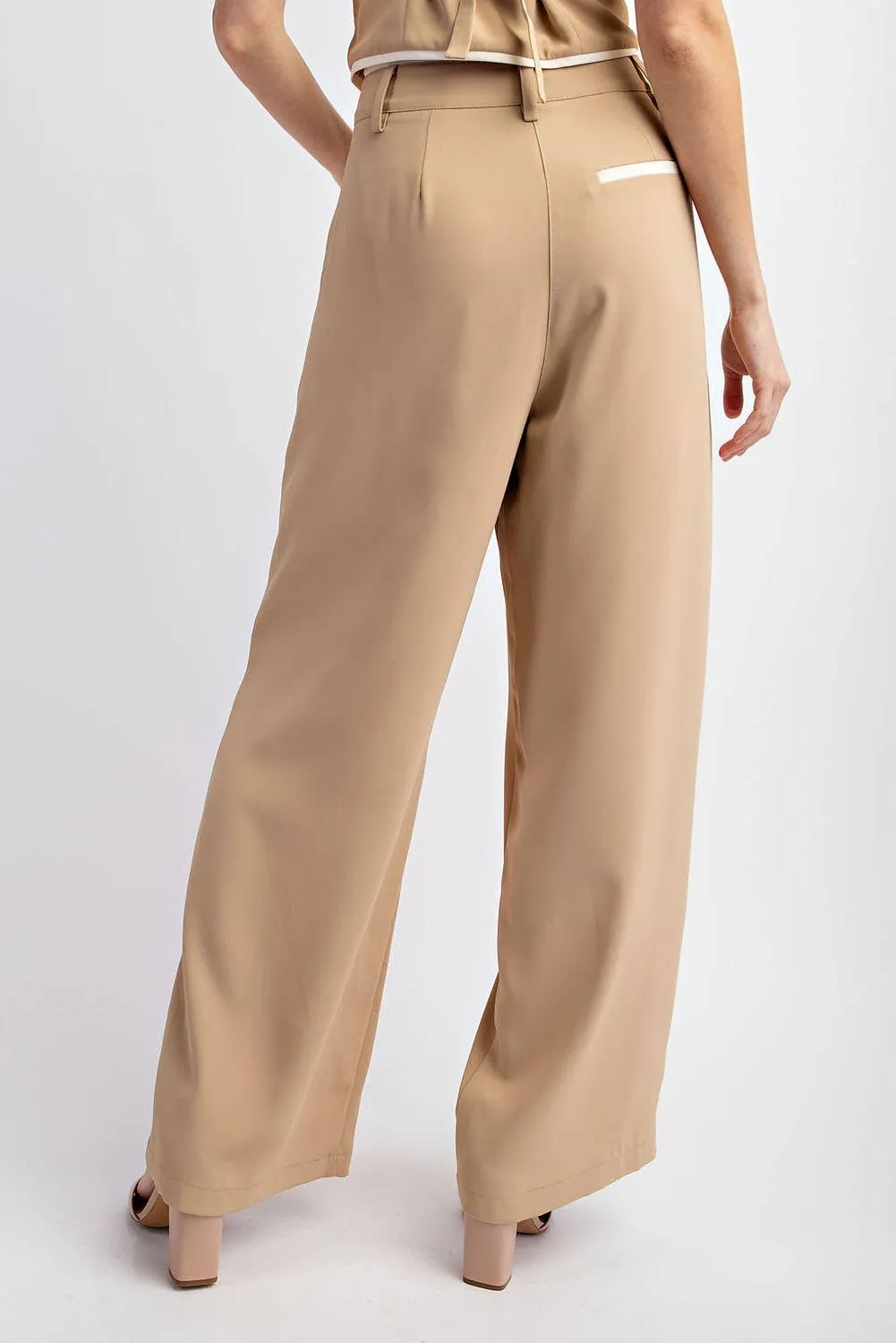 LONG WOVEN PANTS WITH Contrast Edge Detail