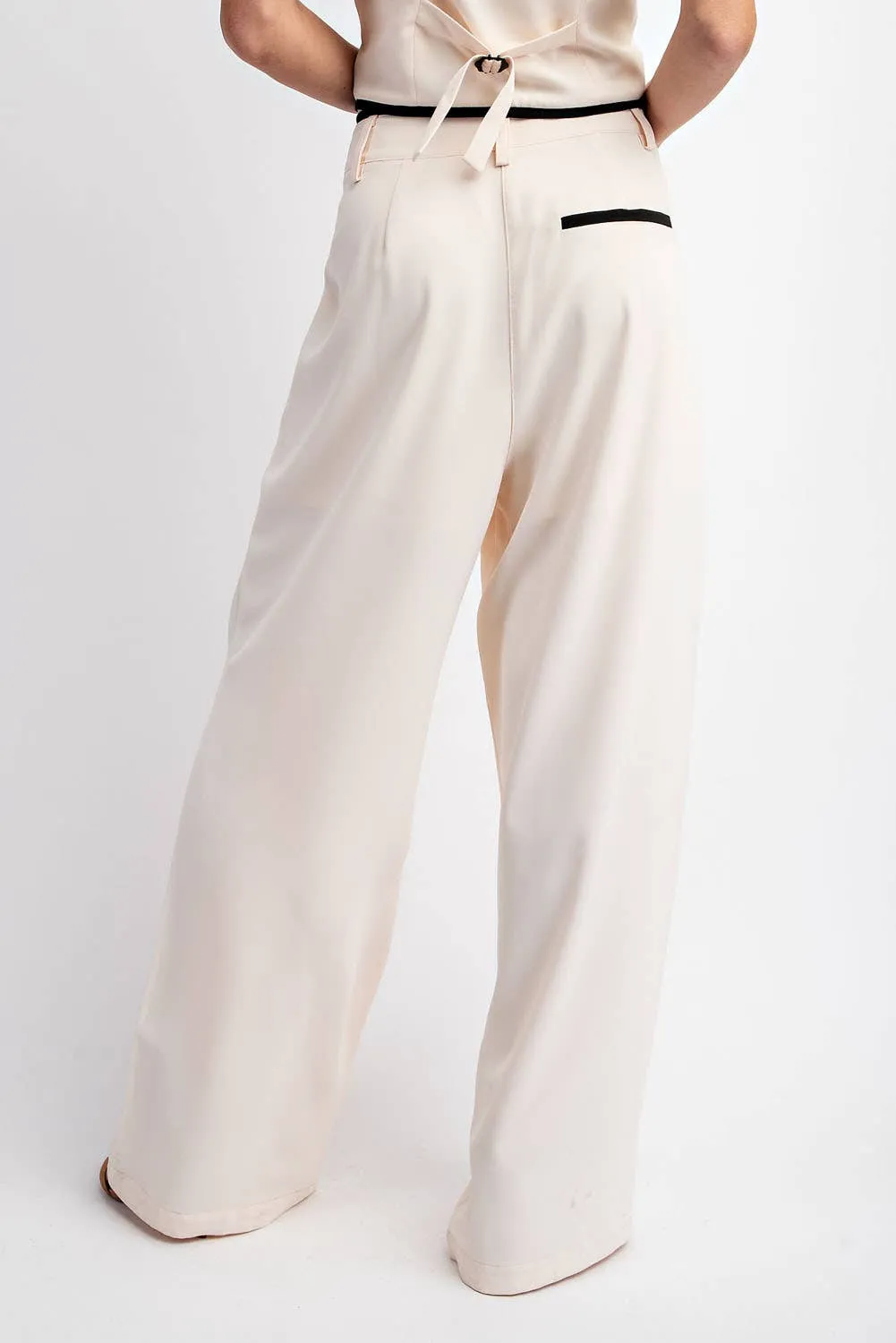 LONG WOVEN PANTS WITH Contrast Edge Detail