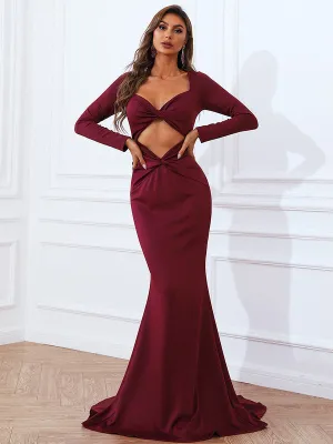 Love Lasts Forever Wine Red Sequin Long Sleeve Maxi Dress