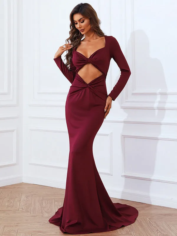 Love Lasts Forever Wine Red Sequin Long Sleeve Maxi Dress