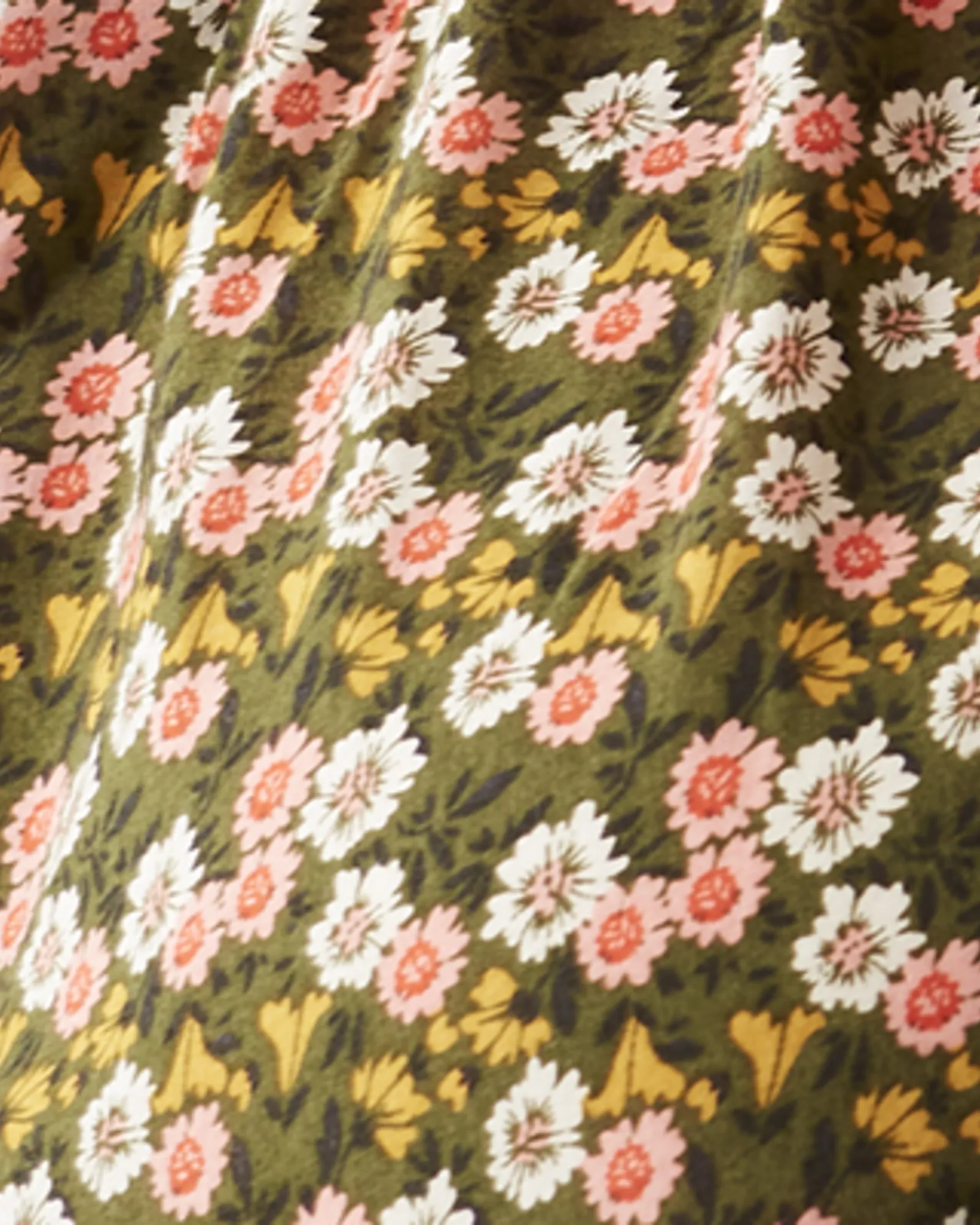 Lucille Printed Blouse | Olive Green / Pink