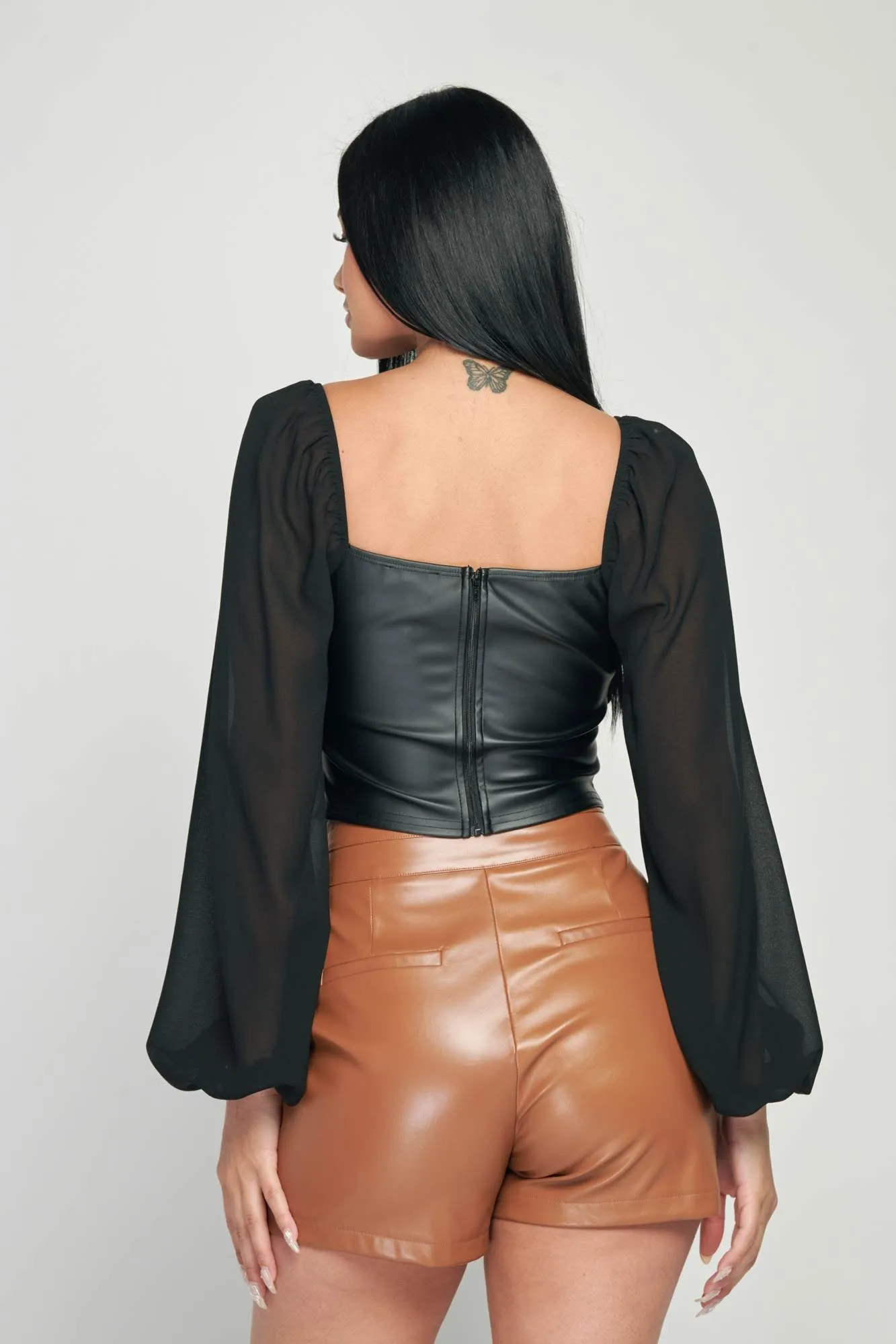 LUX PLEATHER SWEETHEART PU CORSET TOP