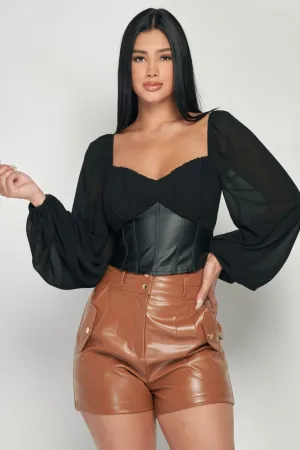 LUX PLEATHER SWEETHEART PU CORSET TOP