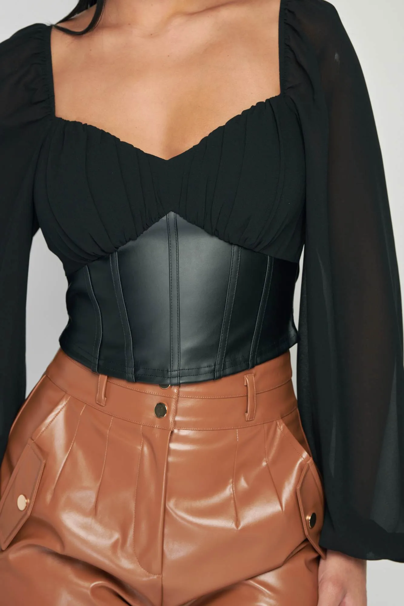 LUX PLEATHER SWEETHEART PU CORSET TOP
