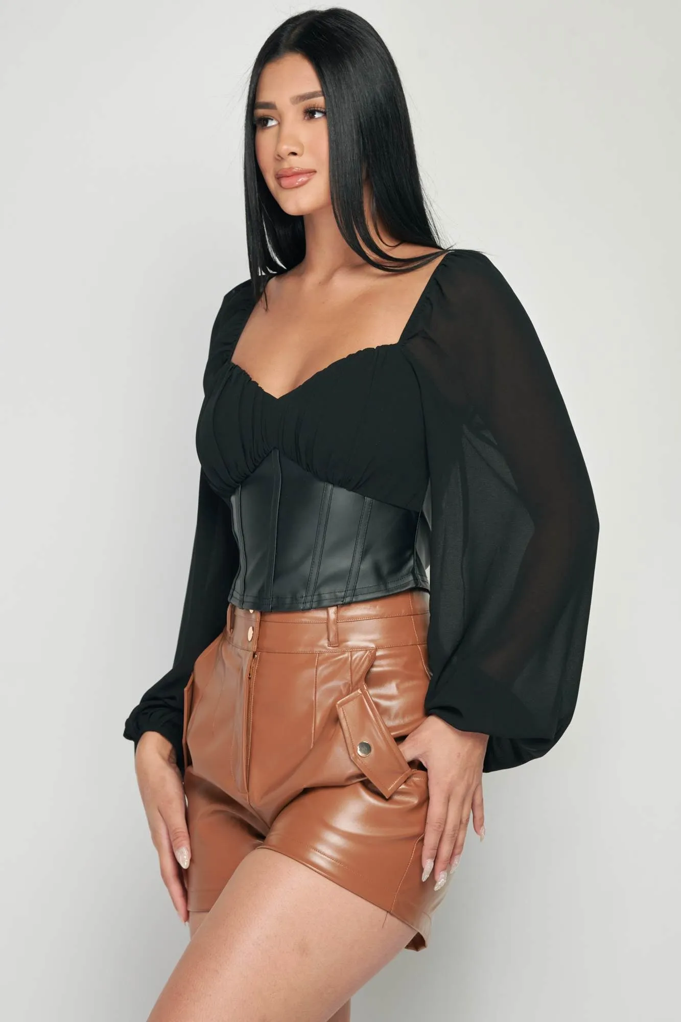 LUX PLEATHER SWEETHEART PU CORSET TOP
