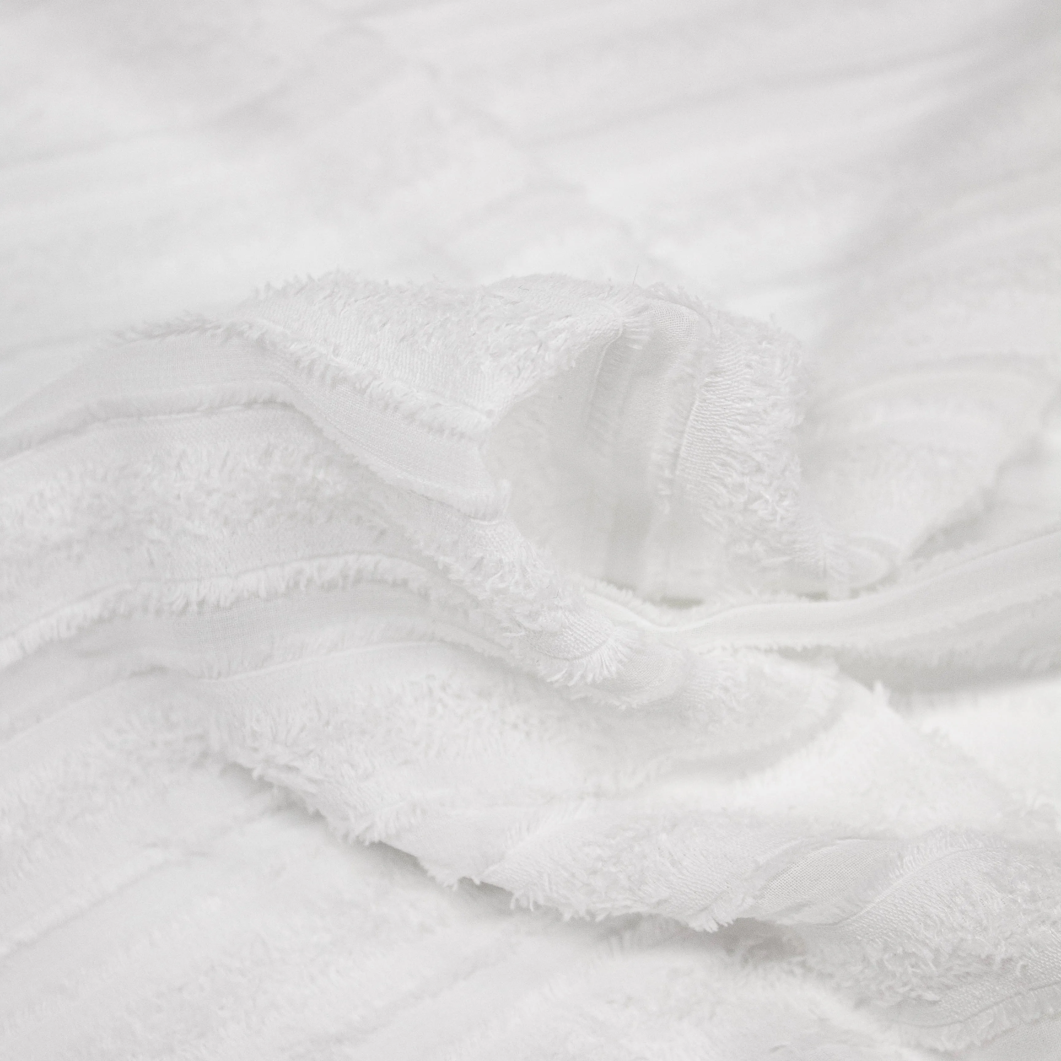Maceo White Polyester Striped Fringes