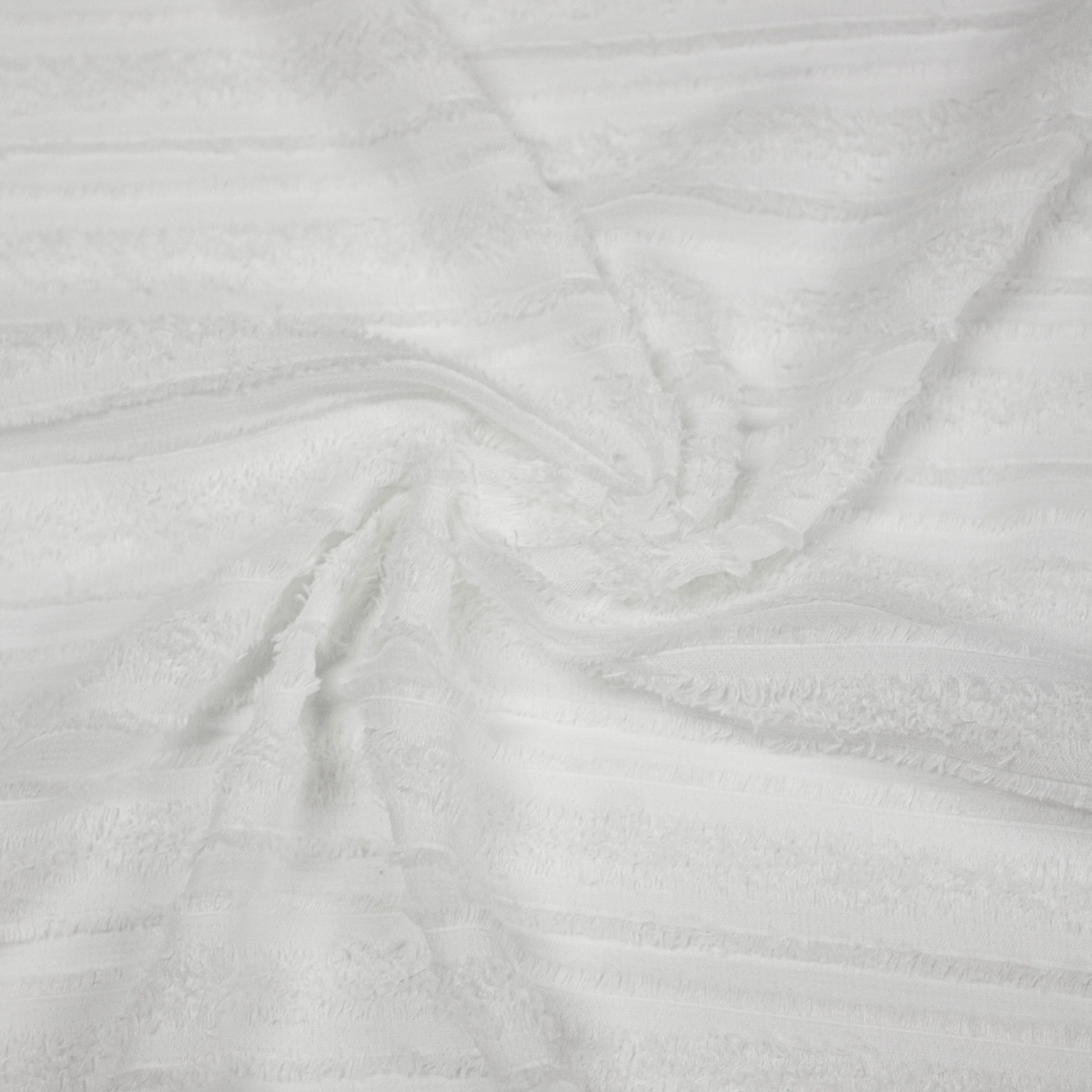 Maceo White Polyester Striped Fringes