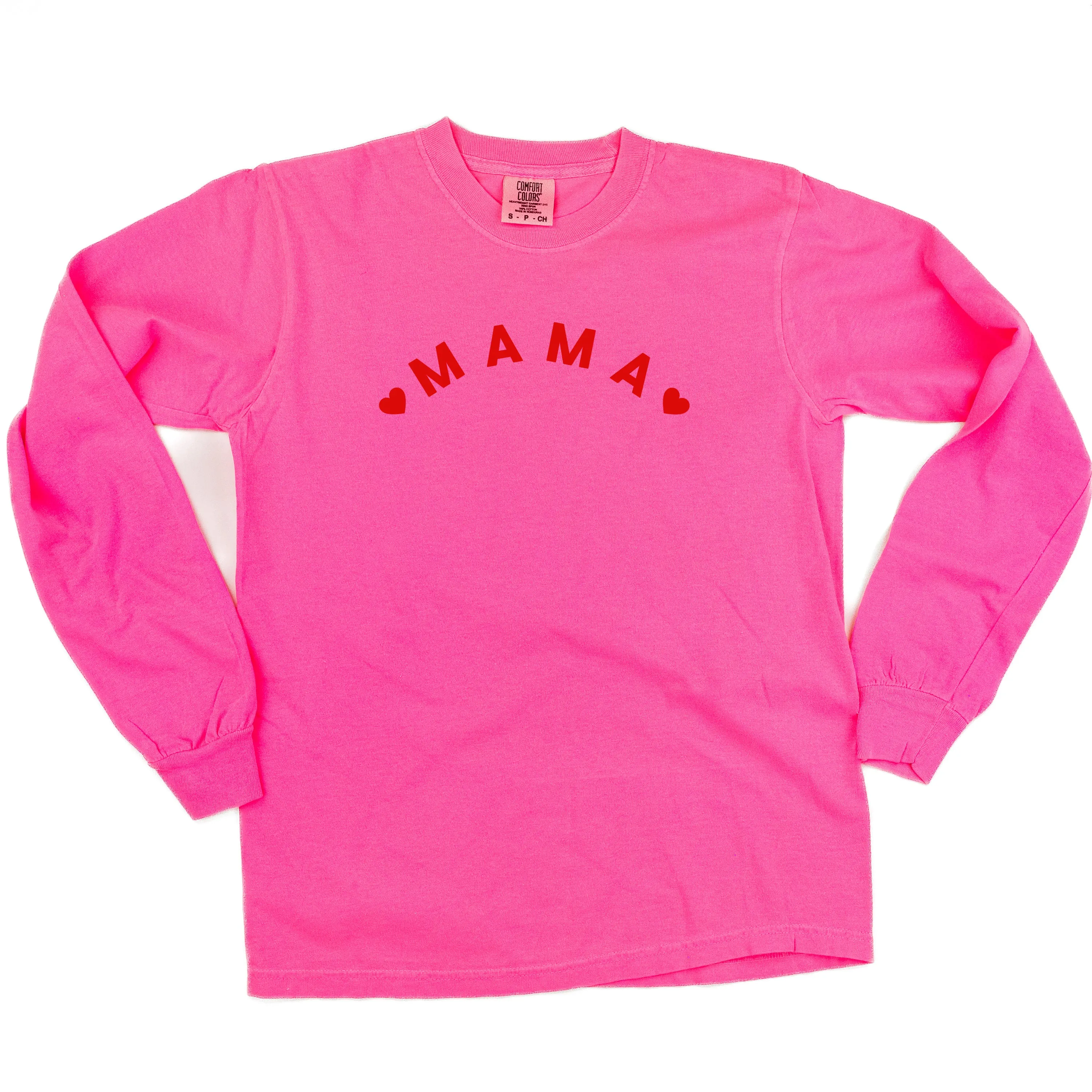 Mama (Two Hearts) - LONG SLEEVE Comfort Colors Tee