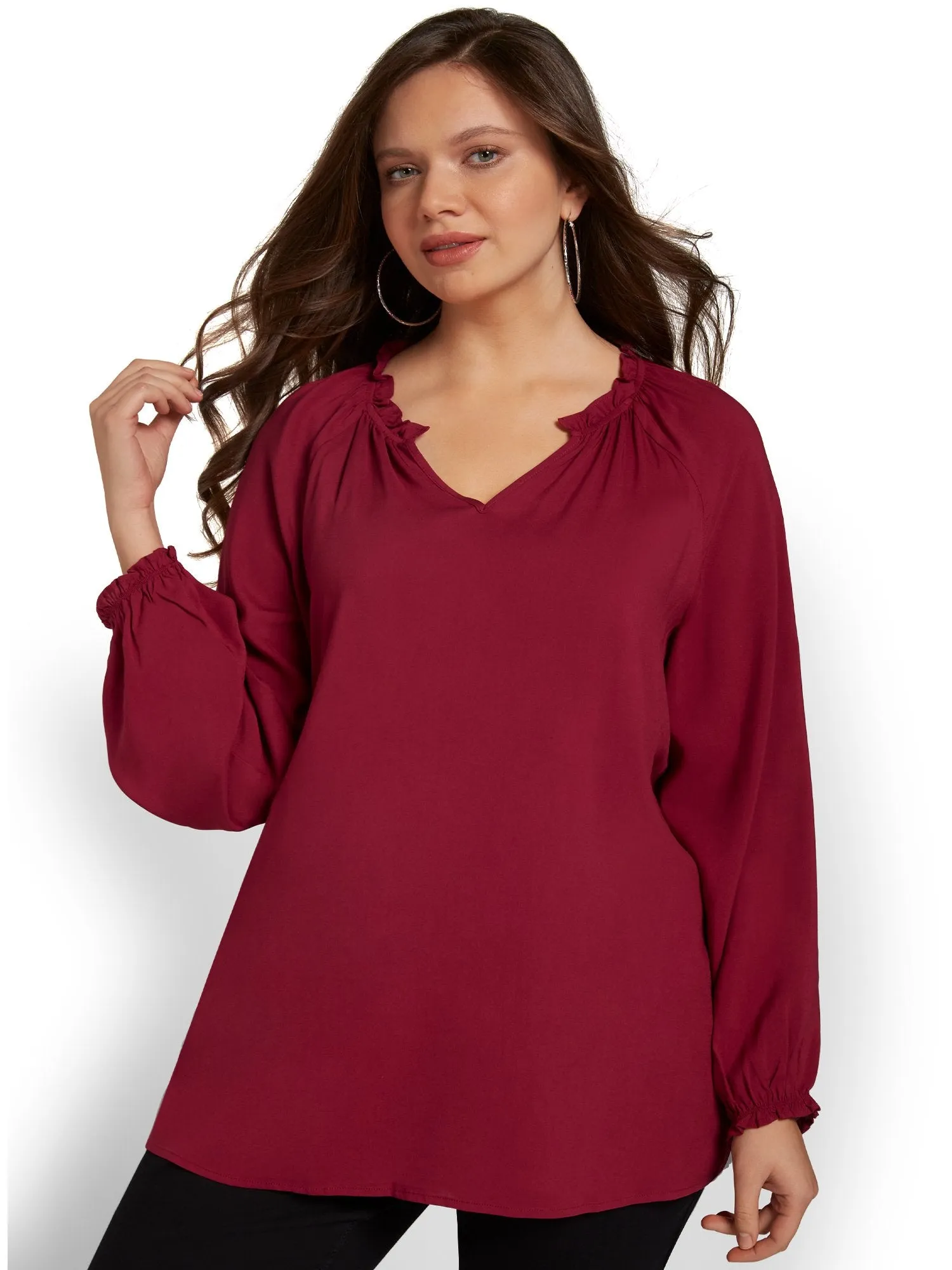 Maternity V-Neck Peasant Top