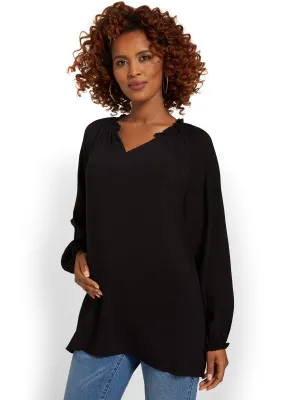 Maternity V-Neck Peasant Top