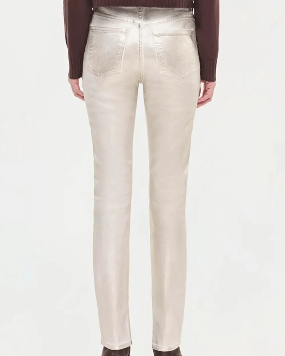 Matte Gold Rae High Rise Ankle Skinny