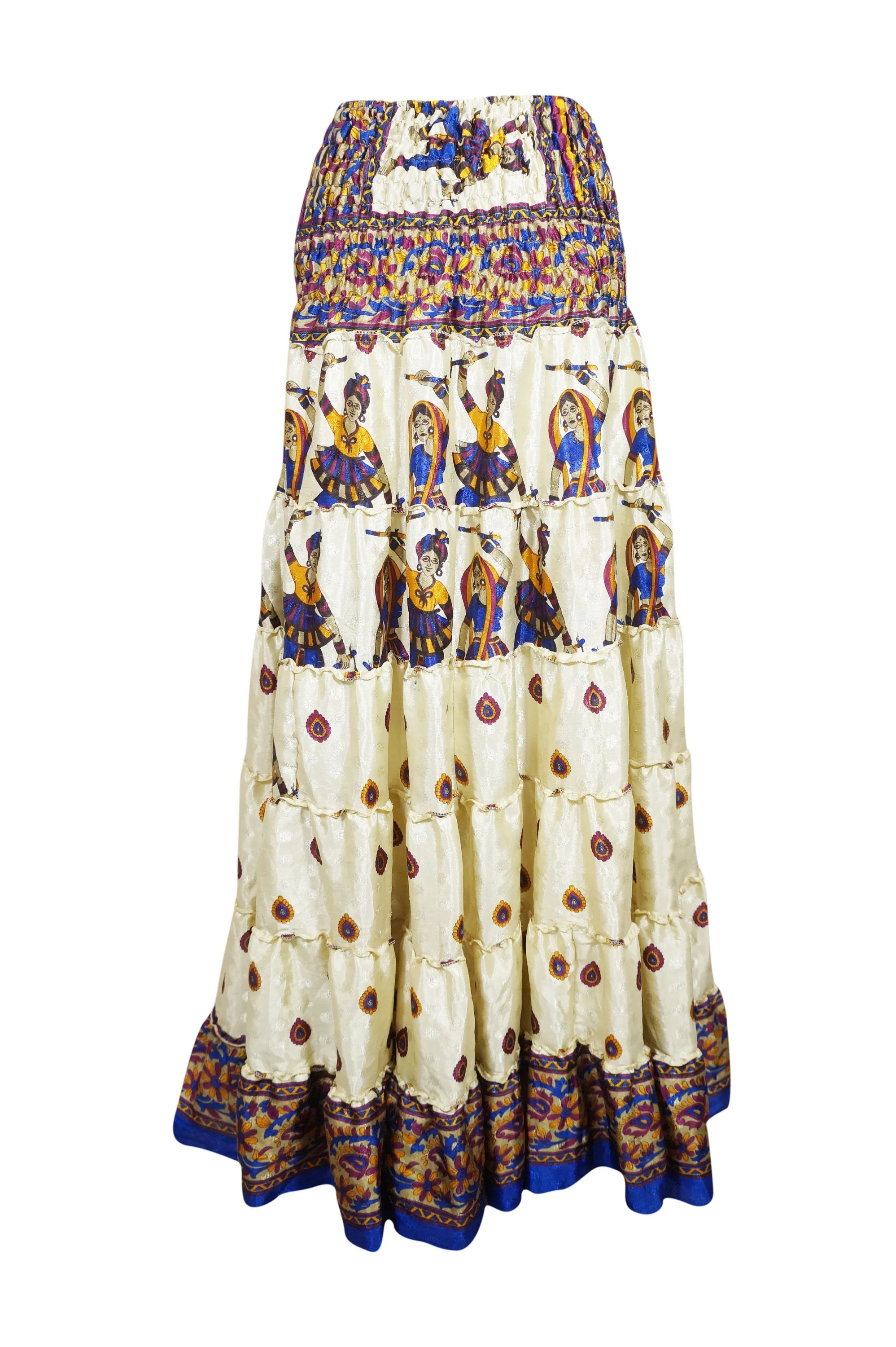 Maxi Skirt, Beige BLUE Indi Boho Gypsy Strapless S/M