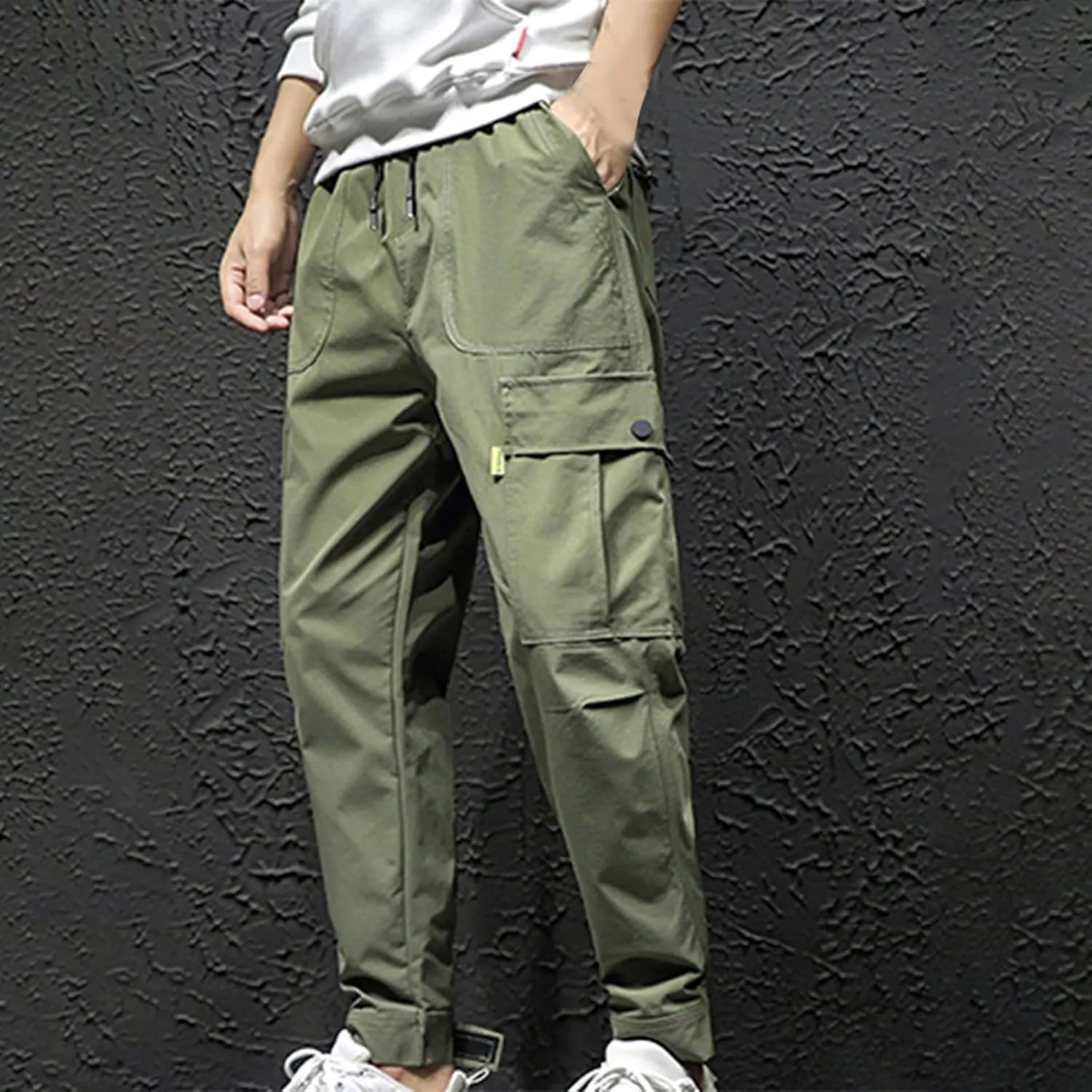 Men Trail Hiking Pants Drawstring Cargo Pants Trekking Pants Ripstop Tactical Pants Plus Size Commuter Pants