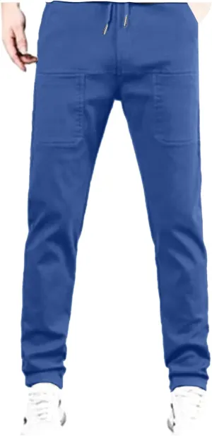 Mens Corduroy Pants Elastic Waist Drawstring Casual Loose Straight Leg Hiking Trousers Slim fit Slacks with Pockets